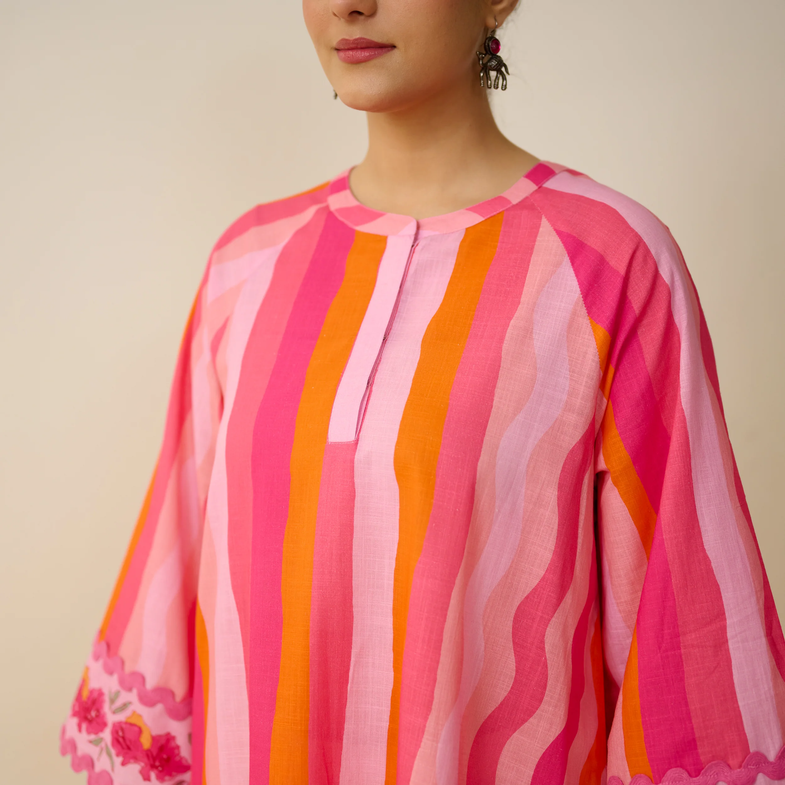 Bohemian Cotton Slub Breeze Kurta - Hues of Pink - Image 3