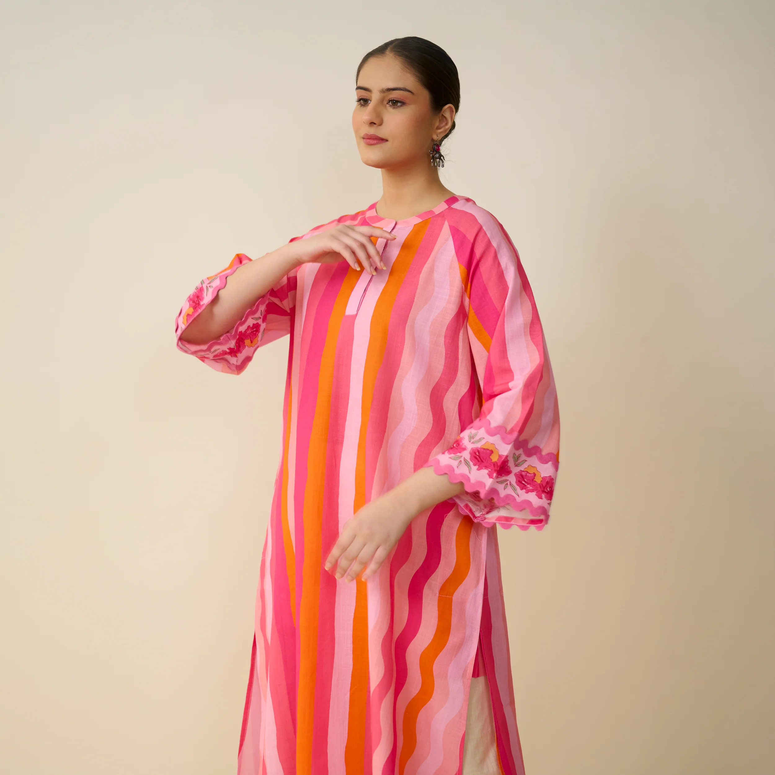 Bohemian Cotton Slub Breeze Kurta - Hues of Pink - Image 4