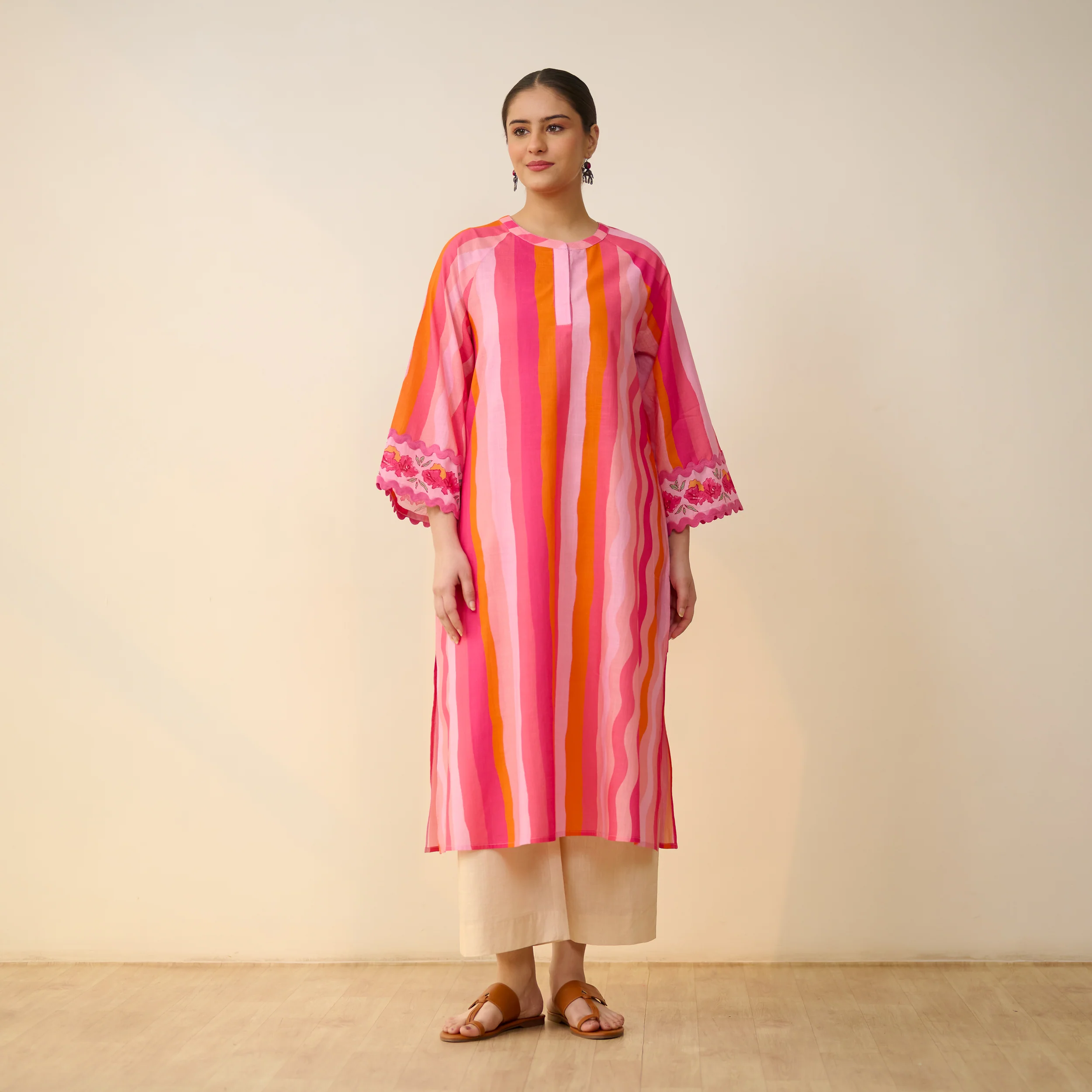 Bohemian Cotton Slub Breeze Kurta - Hues of Pink - Image 5