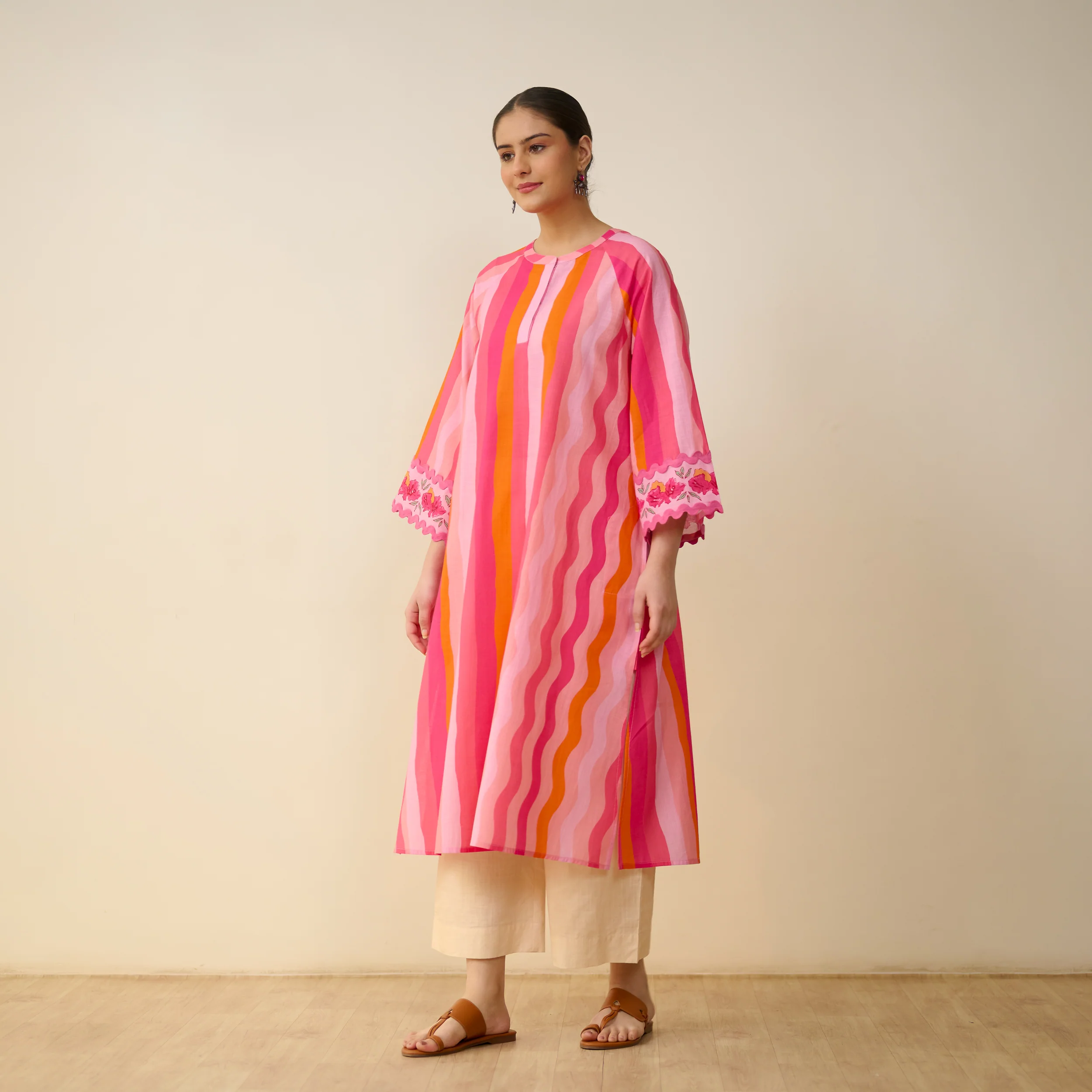Bohemian Cotton Slub Breeze Kurta - Hues of Pink - Image 6