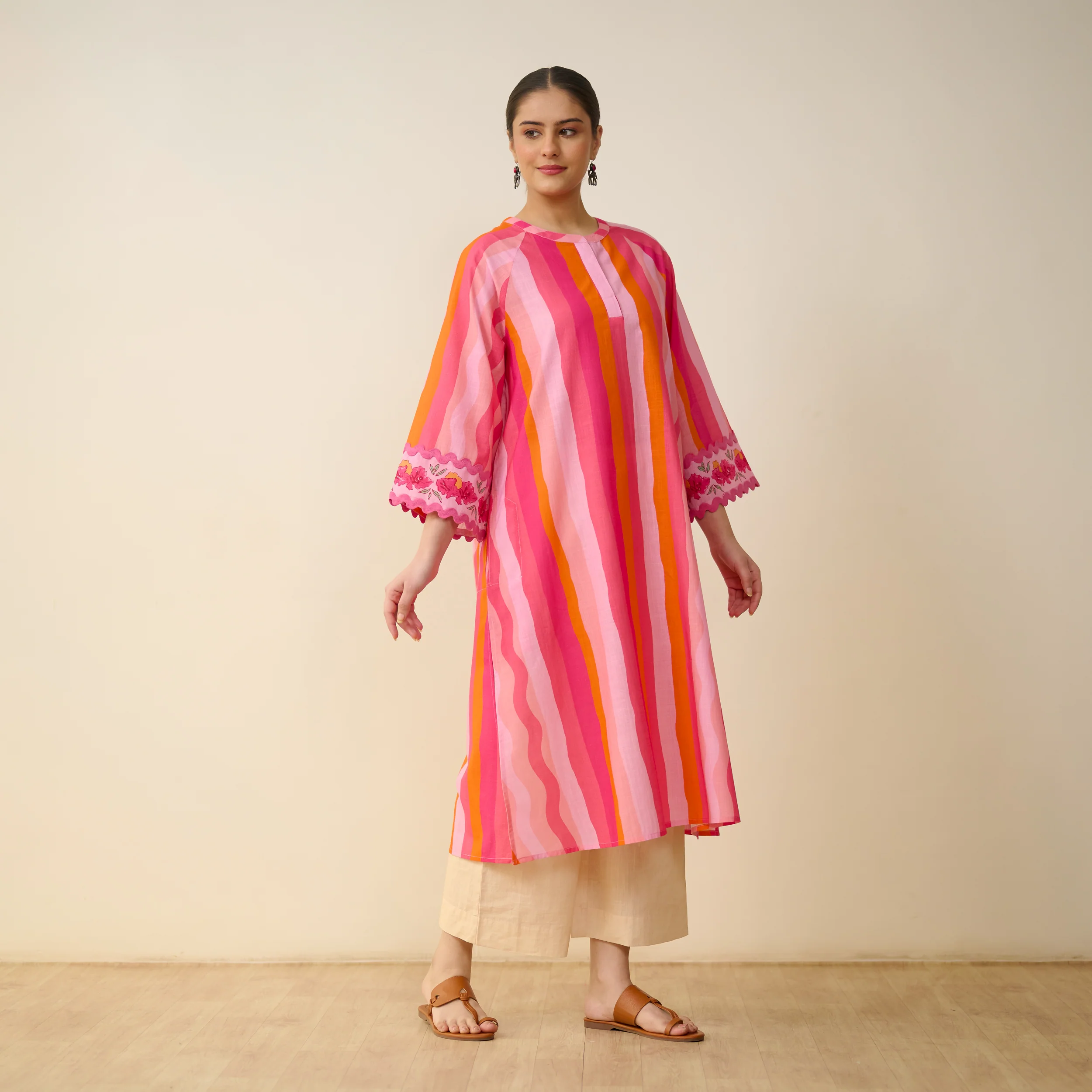 Bohemian Cotton Slub Breeze Kurta - Hues of Pink - Image 7