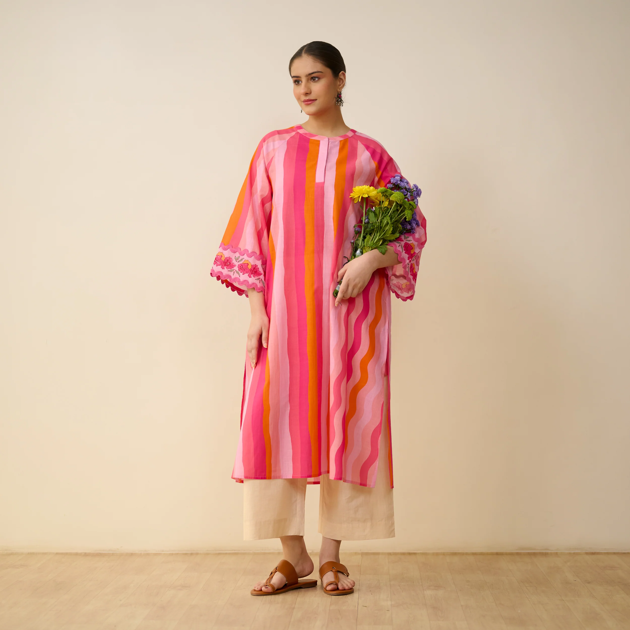 Bohemian Cotton Slub Breeze Kurta - Hues of Pink - Image 8