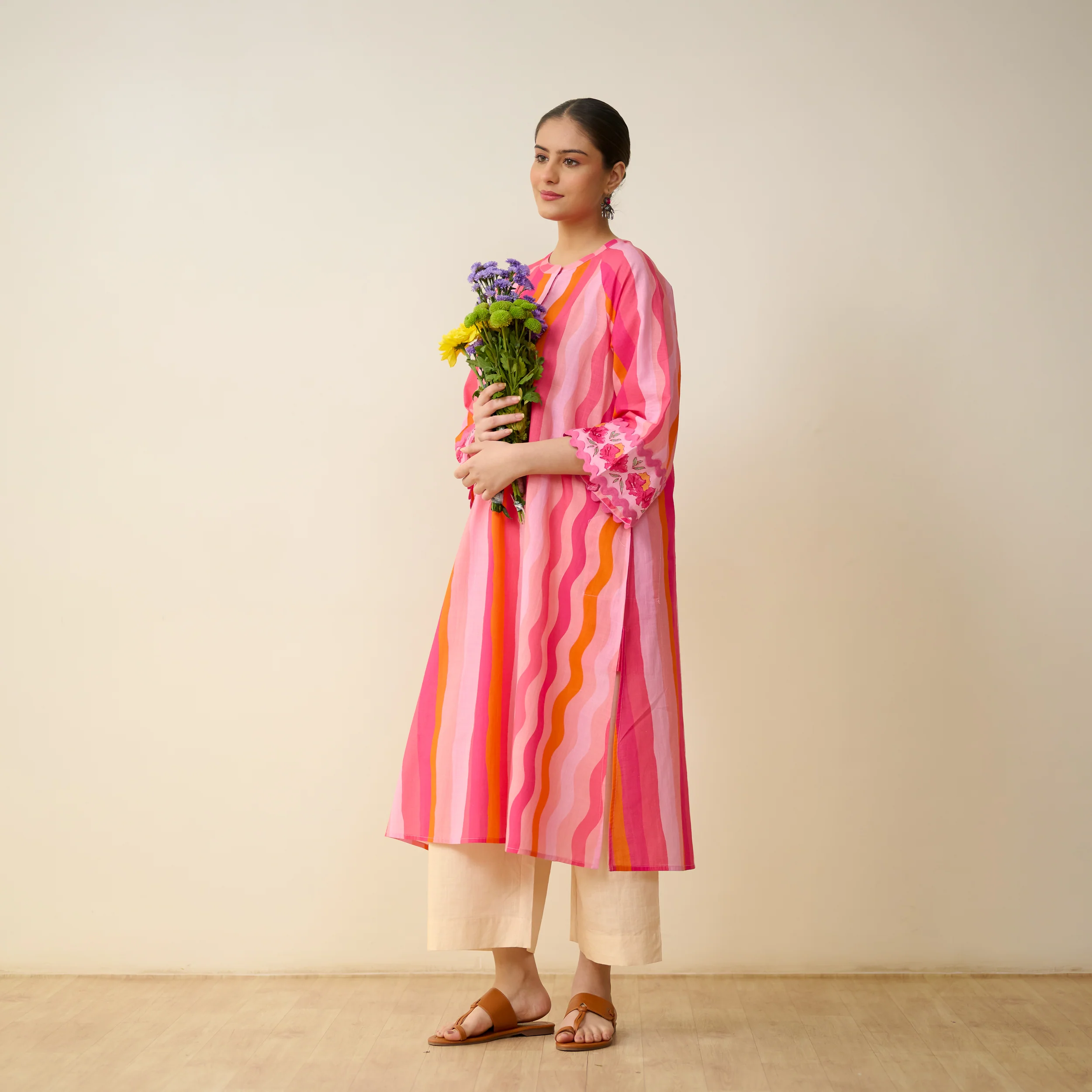 Bohemian Cotton Slub Breeze Kurta - Hues of Pink - Image 9