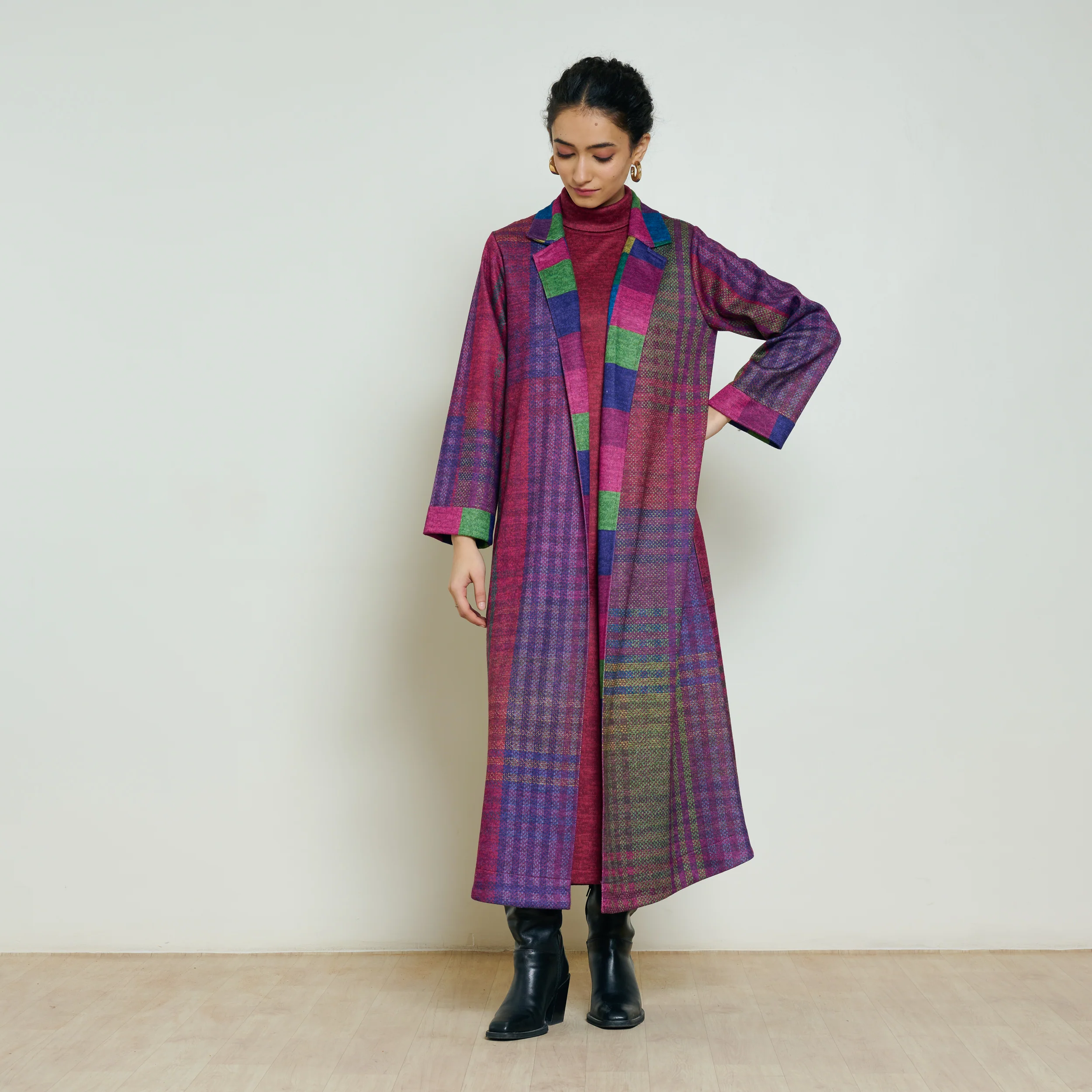 Bold Patch Woollen Overcoat - Multicolour - Image 3
