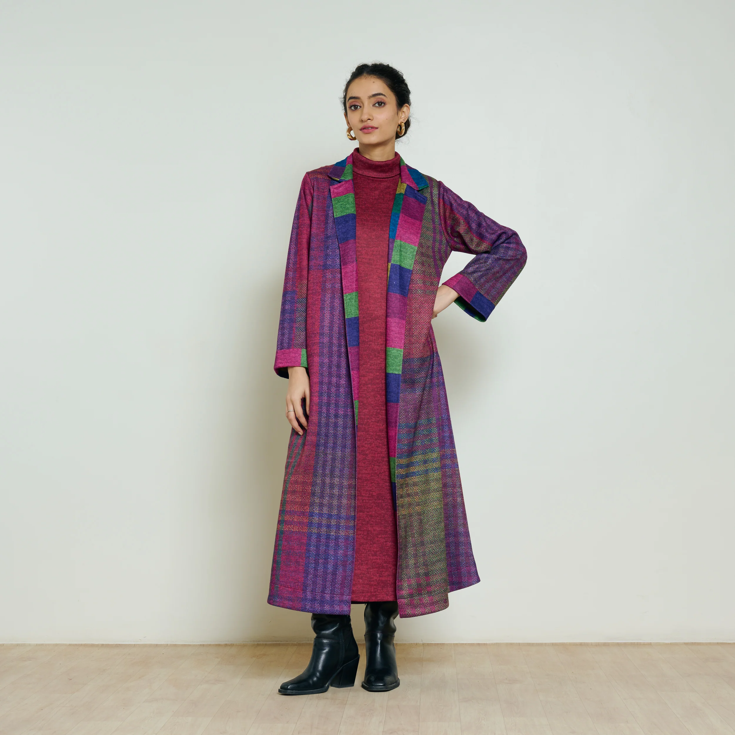 Bold Patch Woollen Overcoat - Multicolour - Image 4