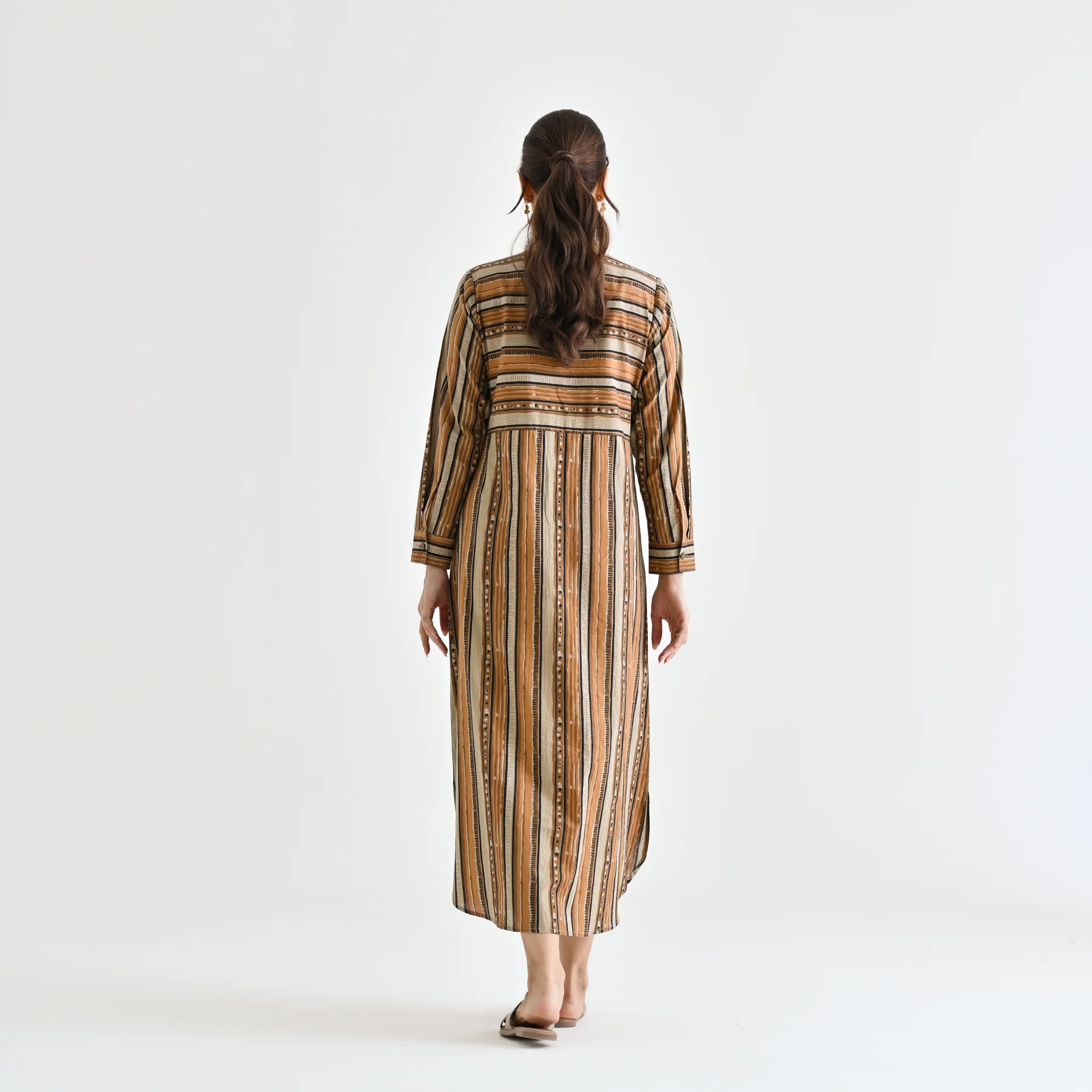 Brown Sanganeri Printed Cotton Kurta Dress - Image 6