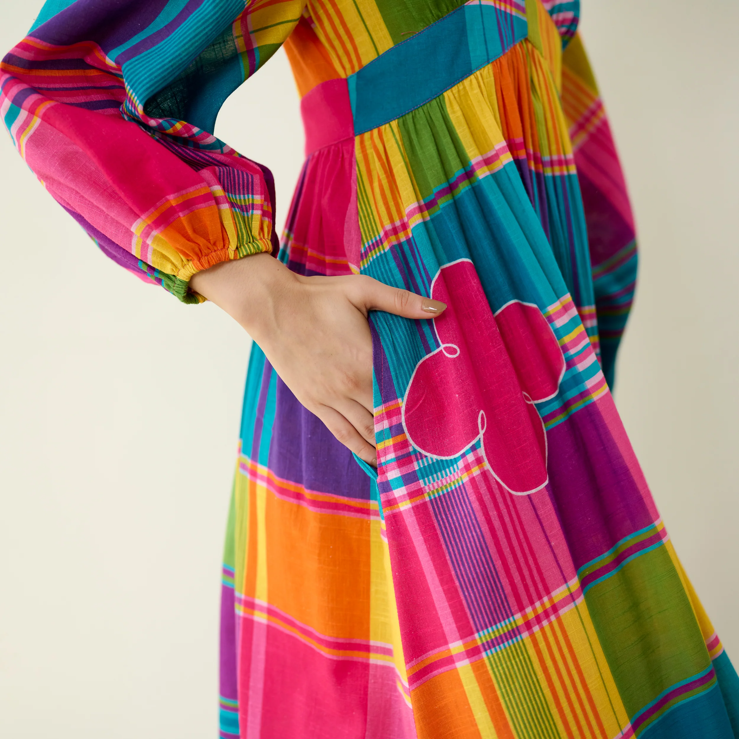 Candy Cloud Pure Slub Cotton Dress - Multicolour - Image 3