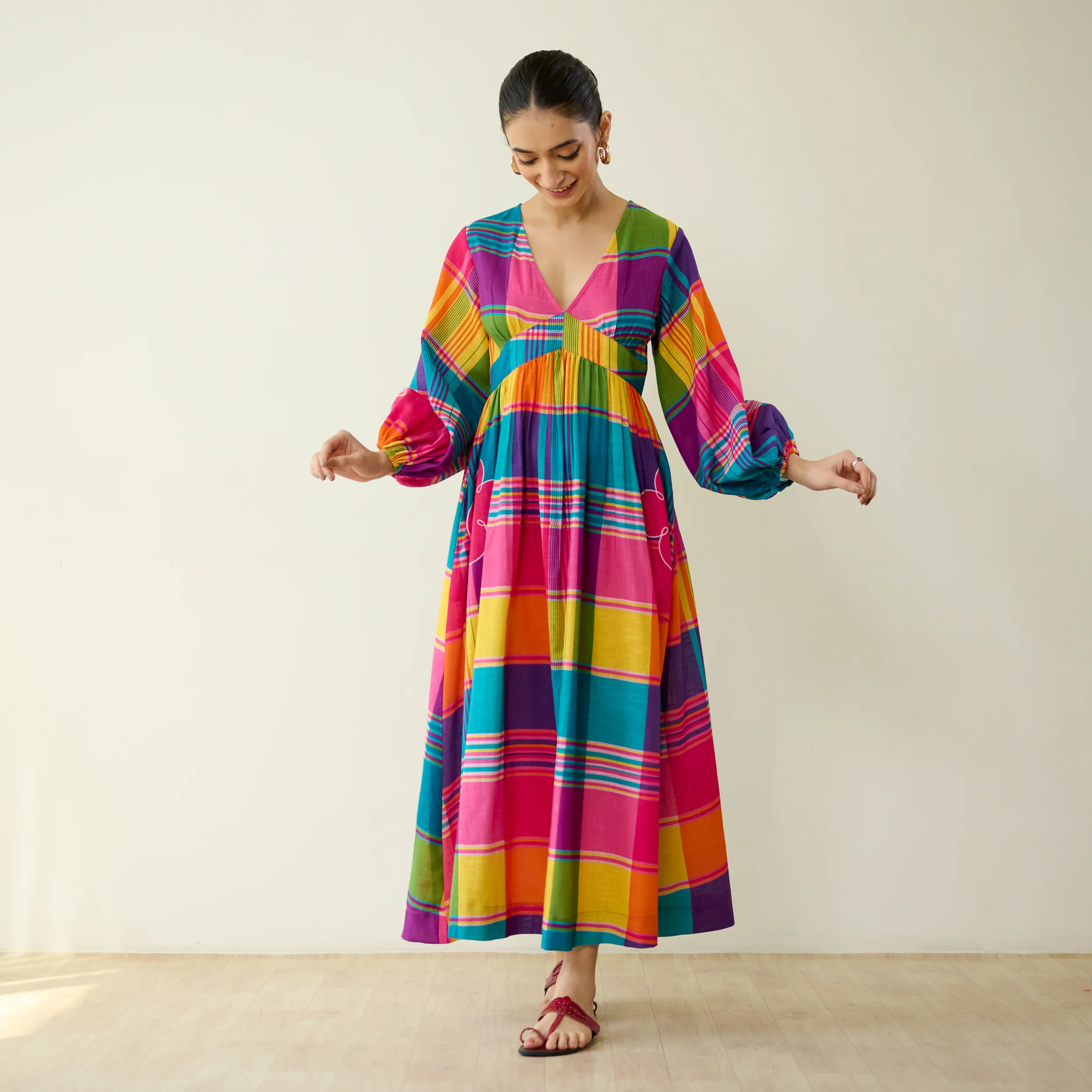 Candy Cloud Pure Slub Cotton Dress - Multicolour - Image 4