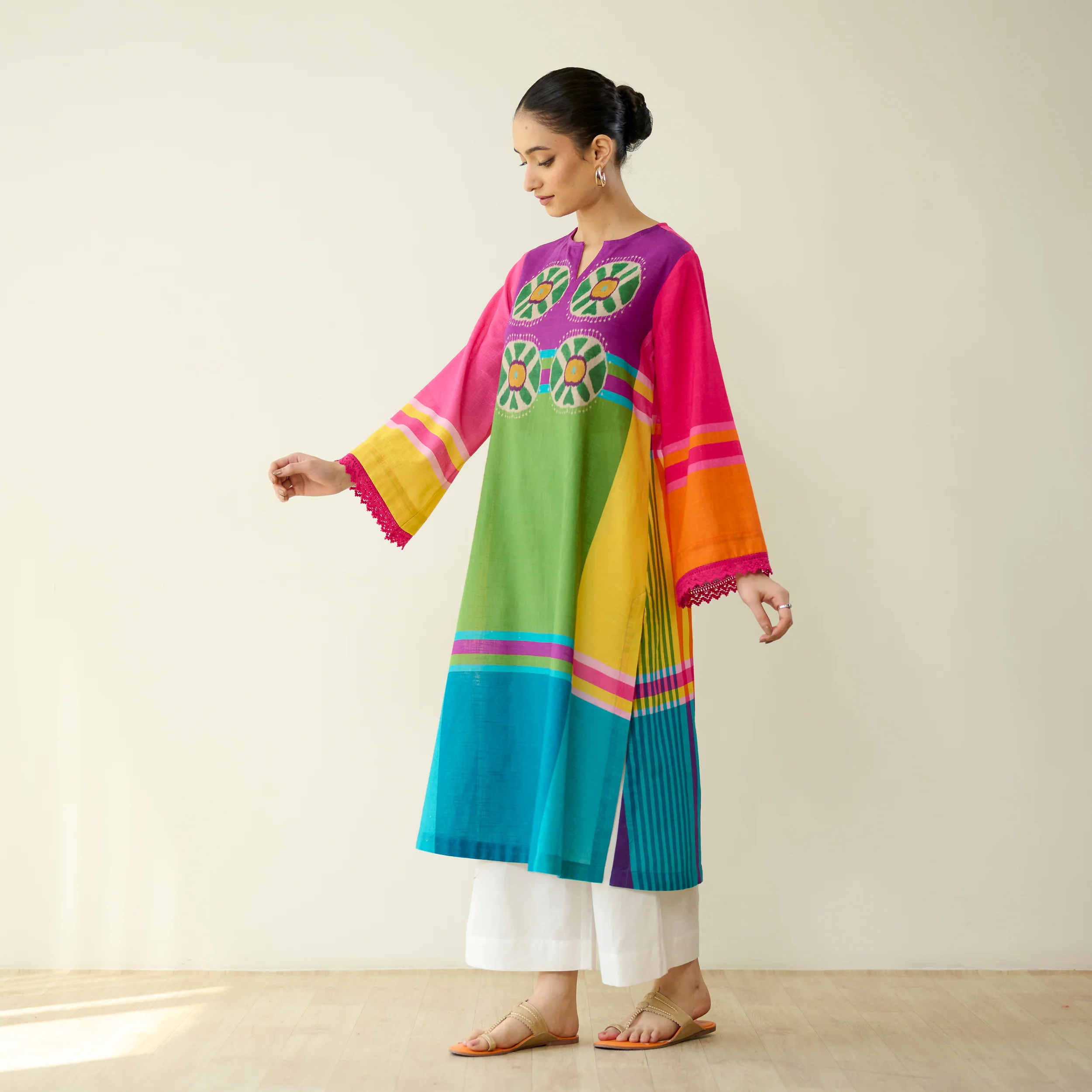 Chakra Pure Slub Cotton Kurta - Multicolour - Image 6