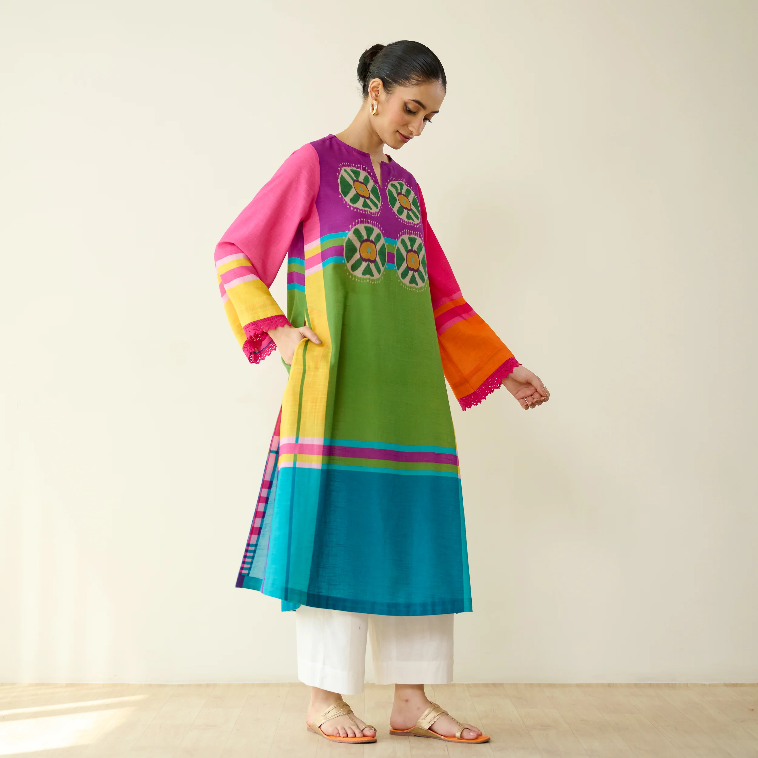 Chakra Pure Slub Cotton Kurta - Multicolour - Image 8