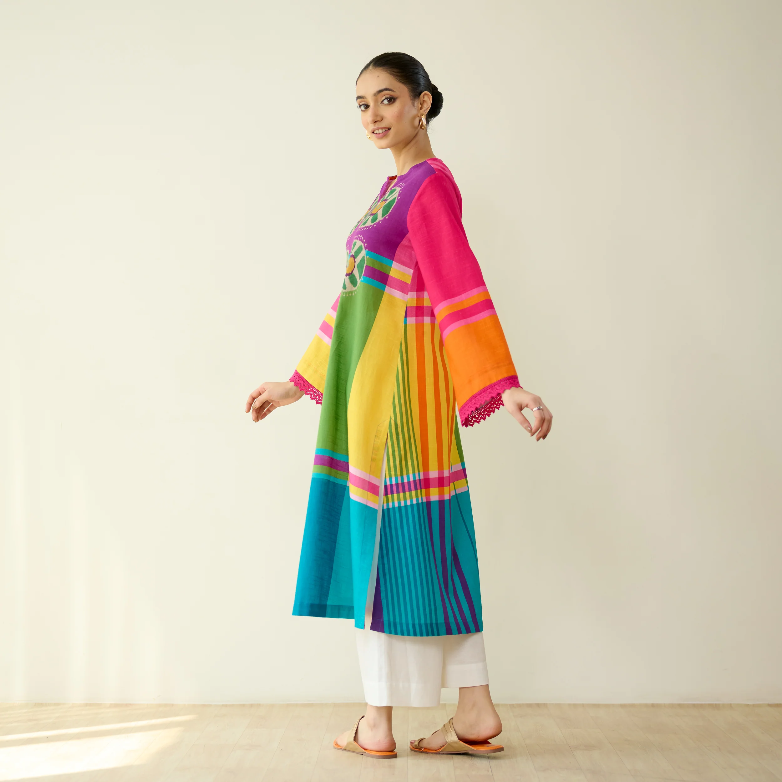 Chakra Pure Slub Cotton Kurta - Multicolour - Image 9