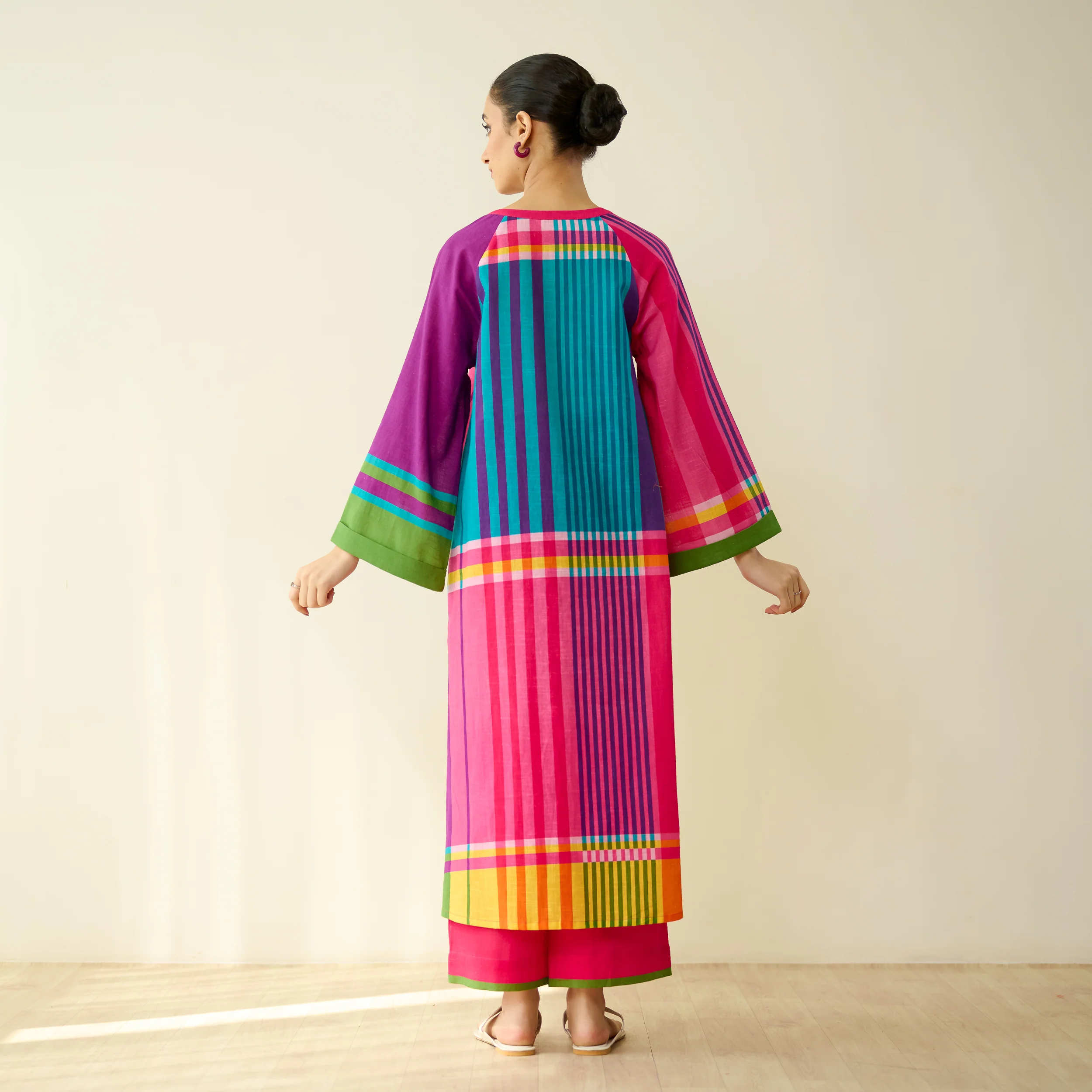 Checkmate Pure Slub Cotton Kurta Set - Multicolour - Image 4