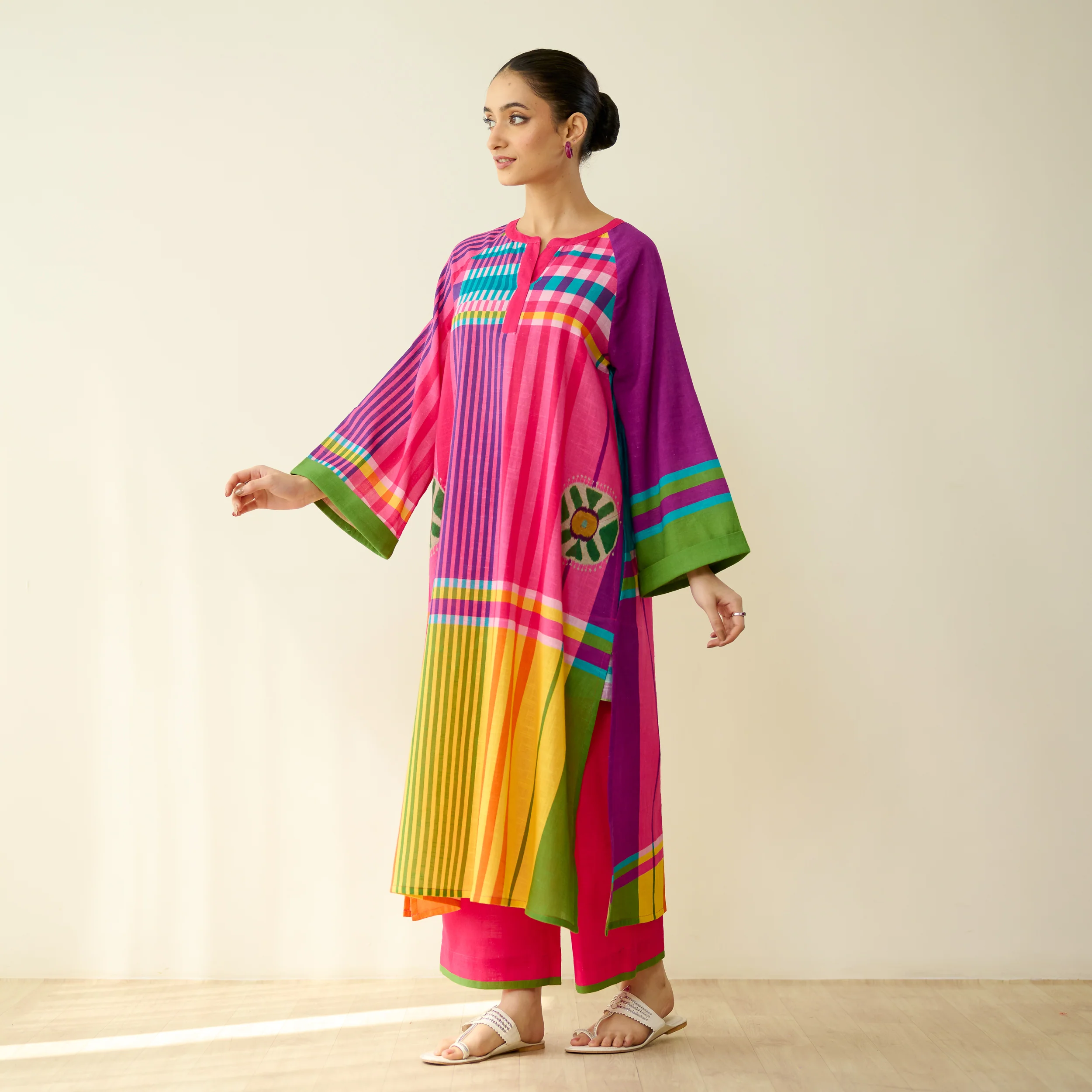 Checkmate Pure Slub Cotton Kurta Set - Multicolour - Image 7