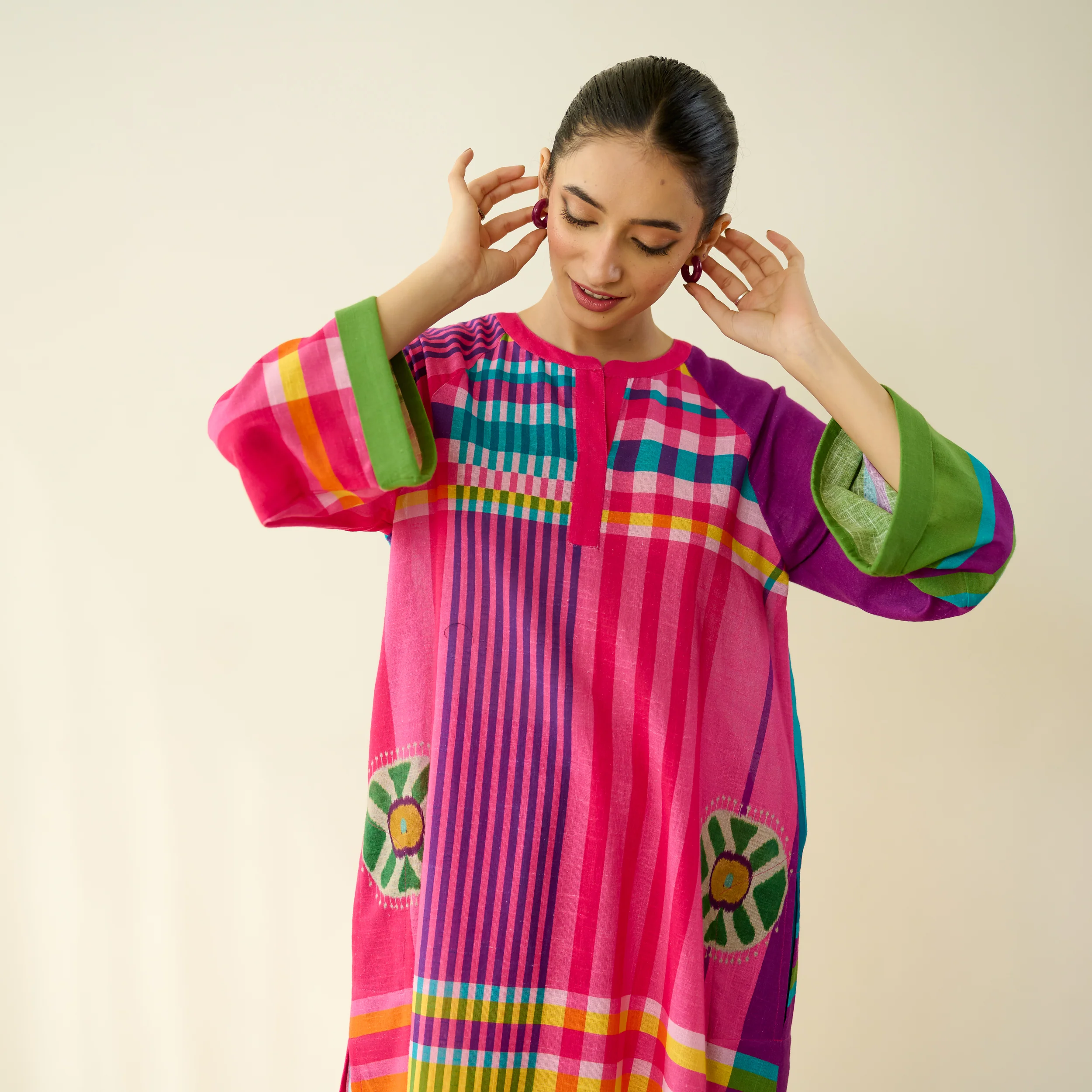 Checkmate Pure Slub Cotton Kurta Set - Multicolour - Image 8