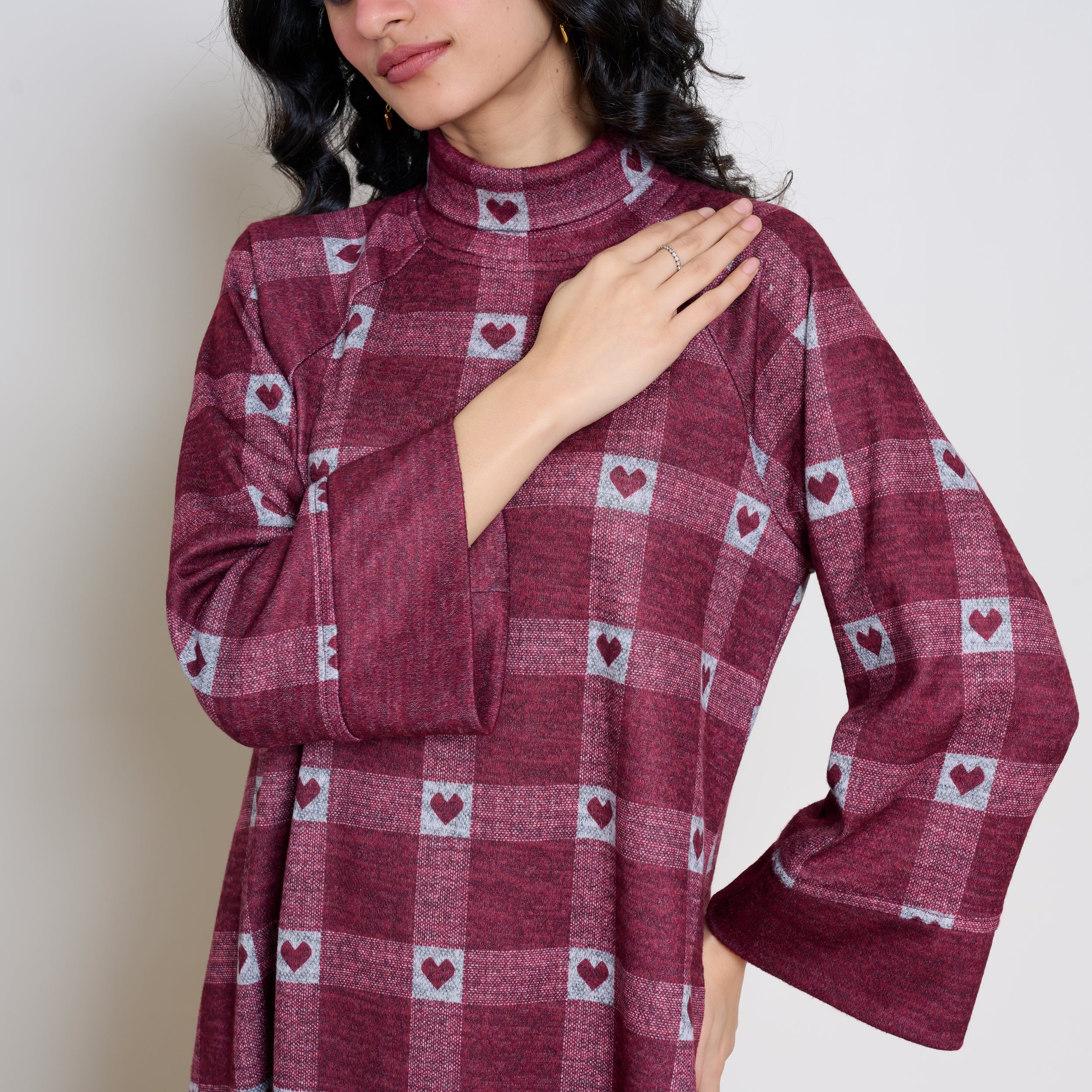 Childhood Sweetheart Woollen Kurta - Maroon - Image 2