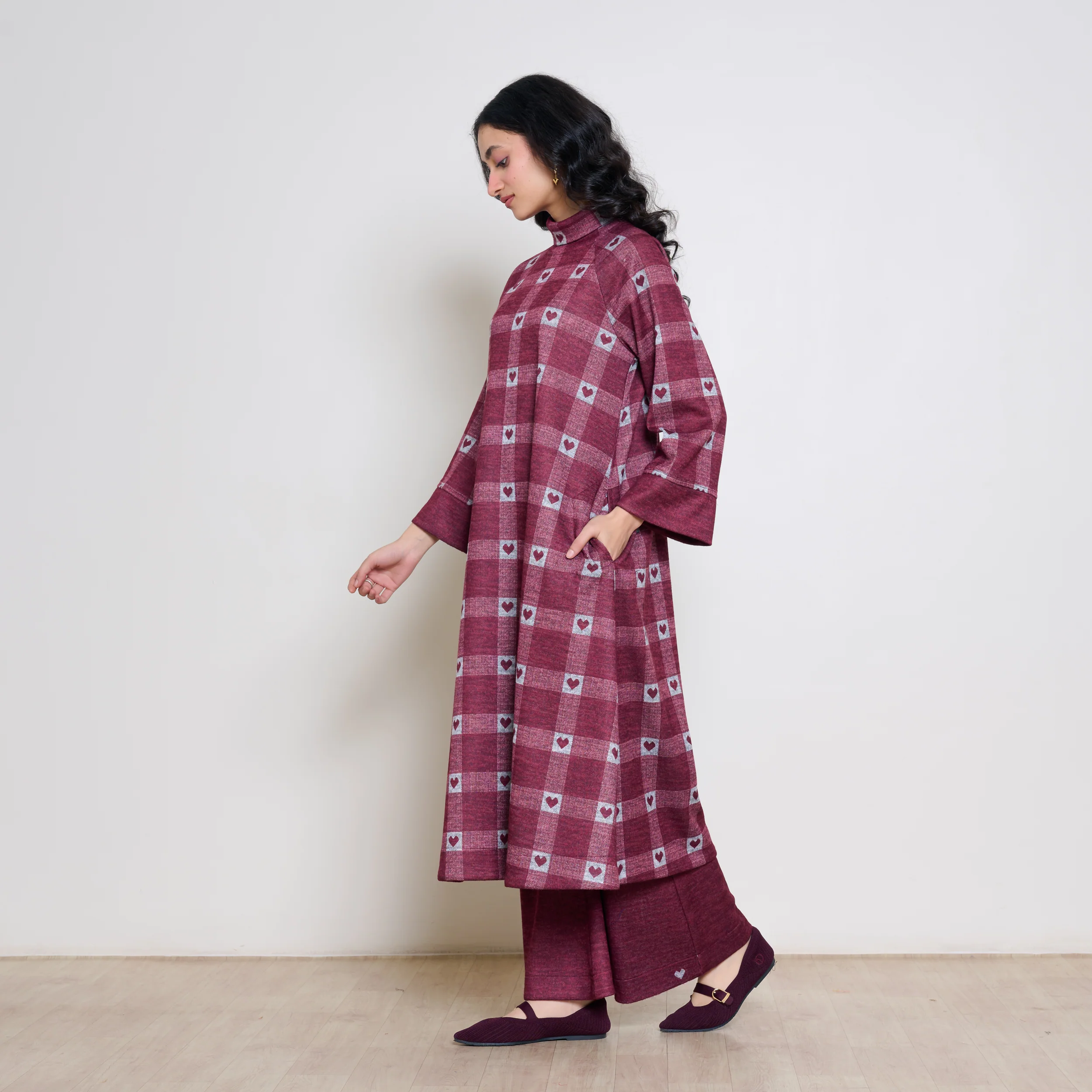 Childhood Sweetheart Woollen Kurta - Maroon - Image 6