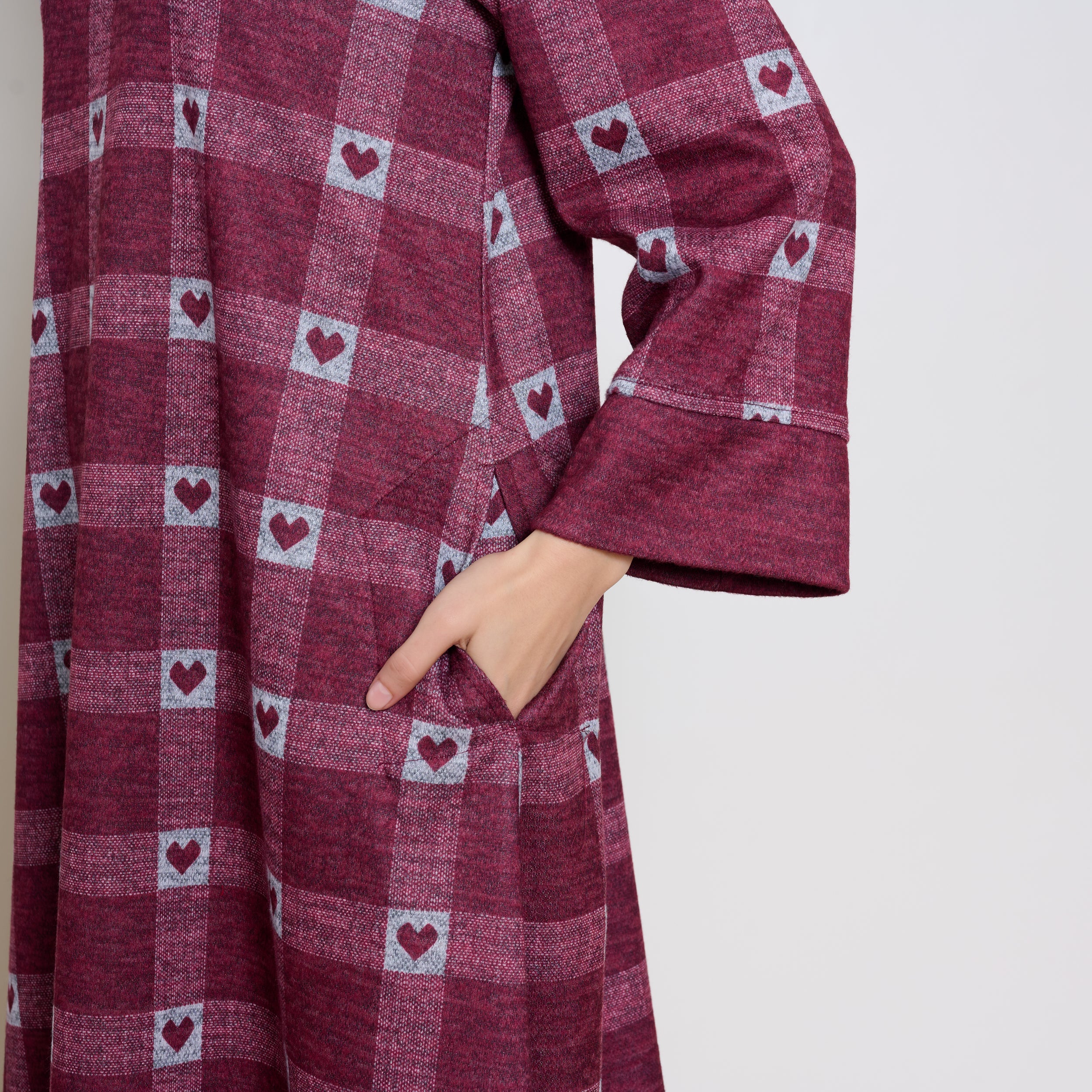 Childhood Sweetheart Woollen Kurta Set - Maroon - Image 3