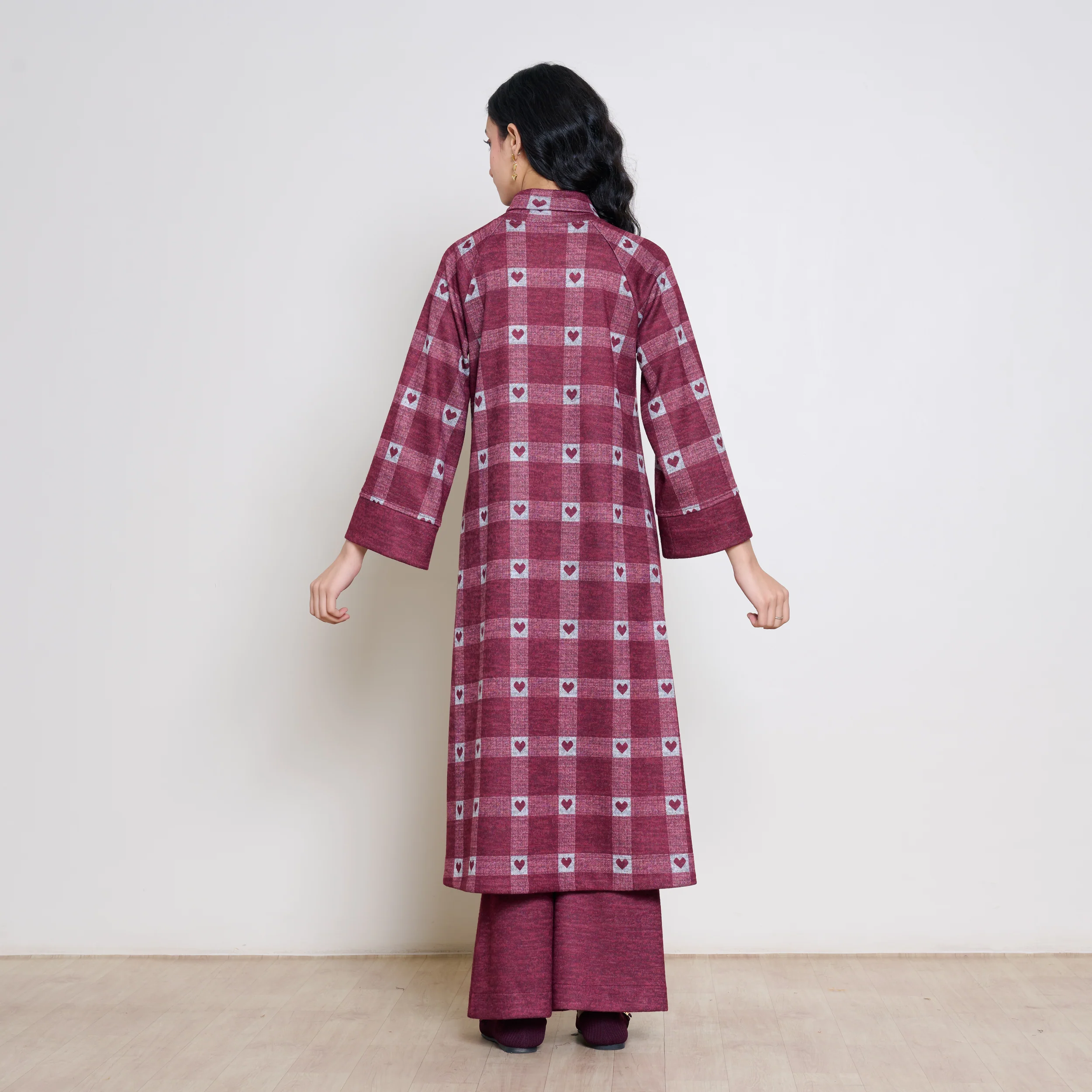 Childhood Sweetheart Woollen Kurta Set - Maroon - Image 7