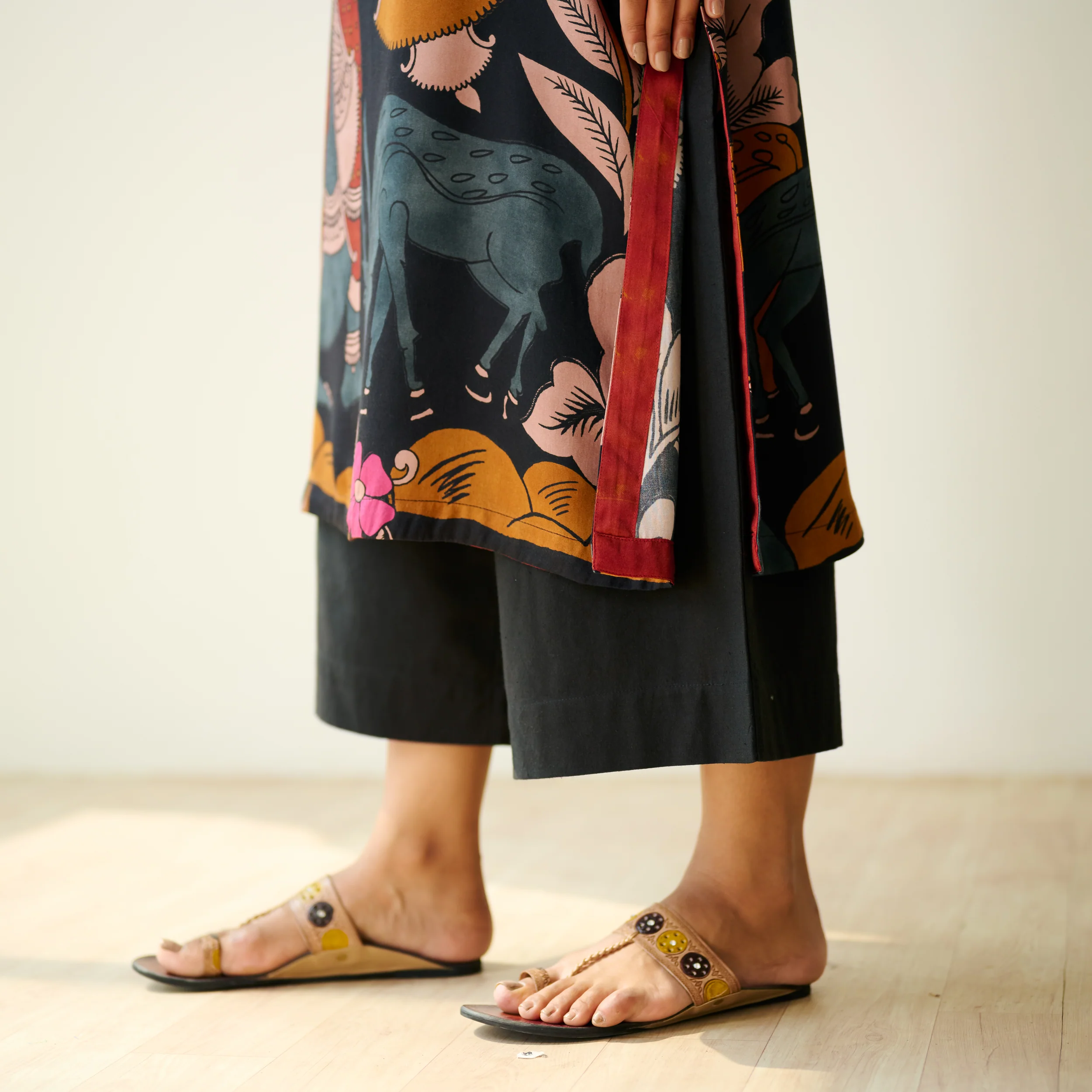 Chitra Modal Satin Kurta - Black - Image 7