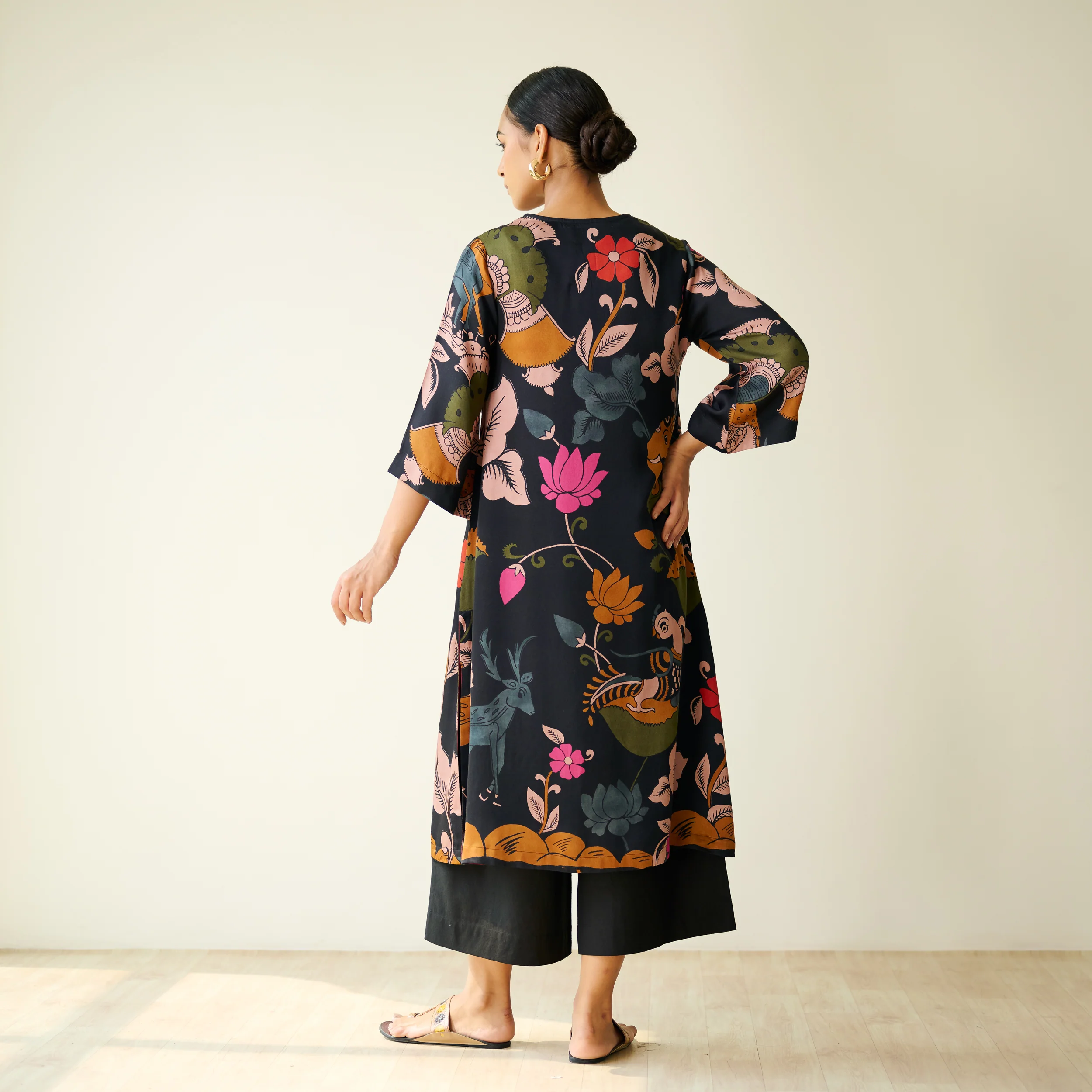 Chitra Modal Satin Kurta - Black - Image 8