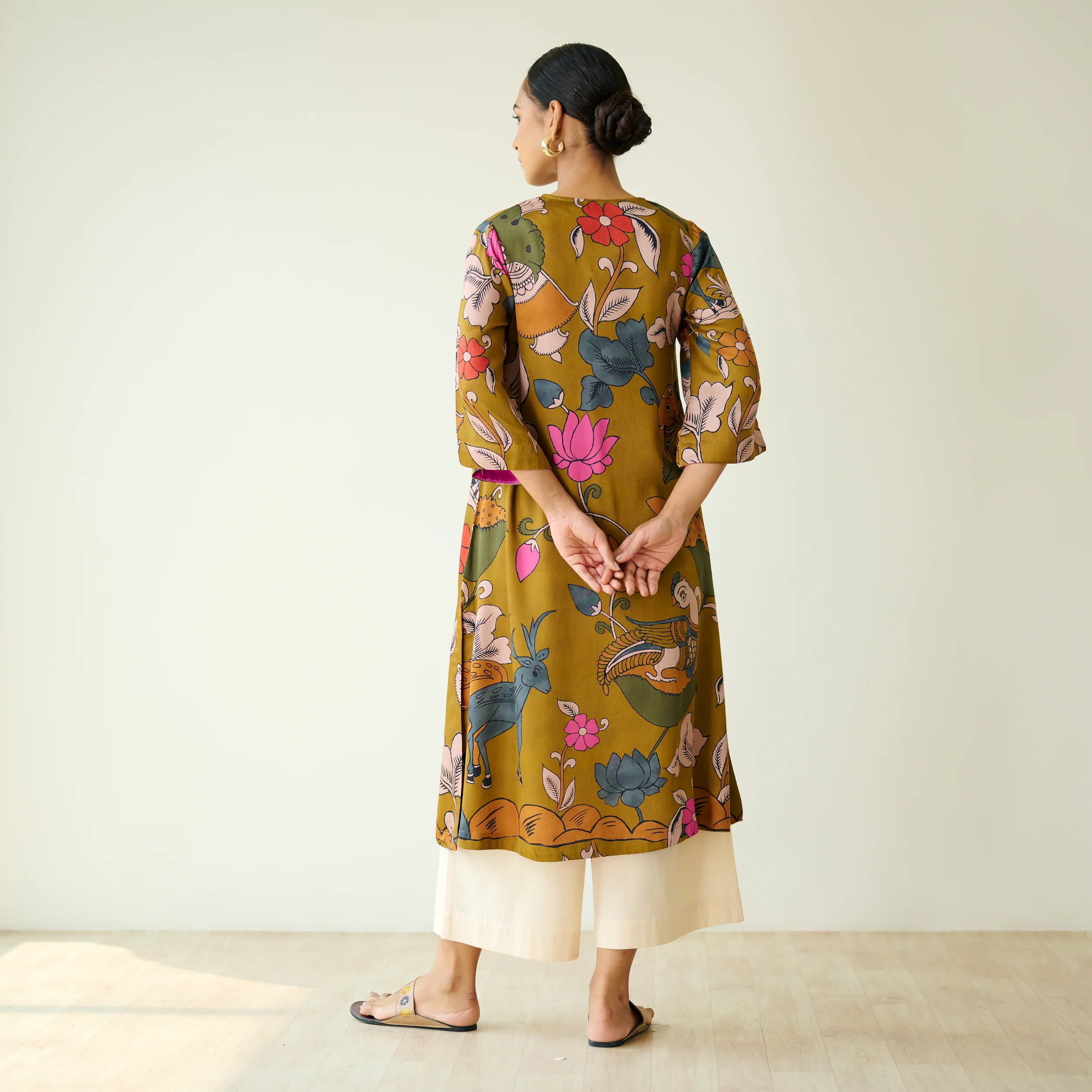 Chitra Modal Satin Kurta - Mustard - Image 7