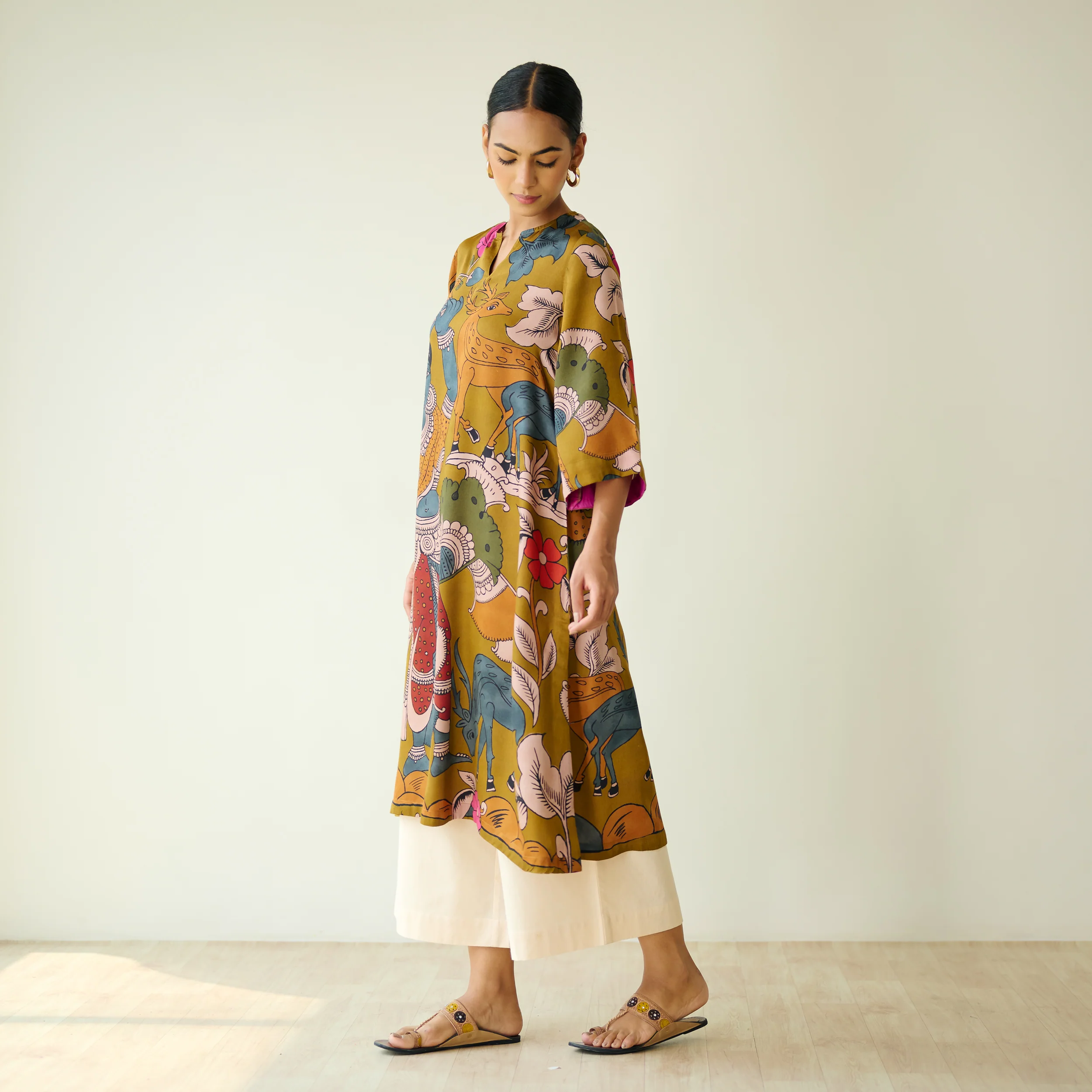 Chitra Modal Satin Kurta - Mustard - Image 9