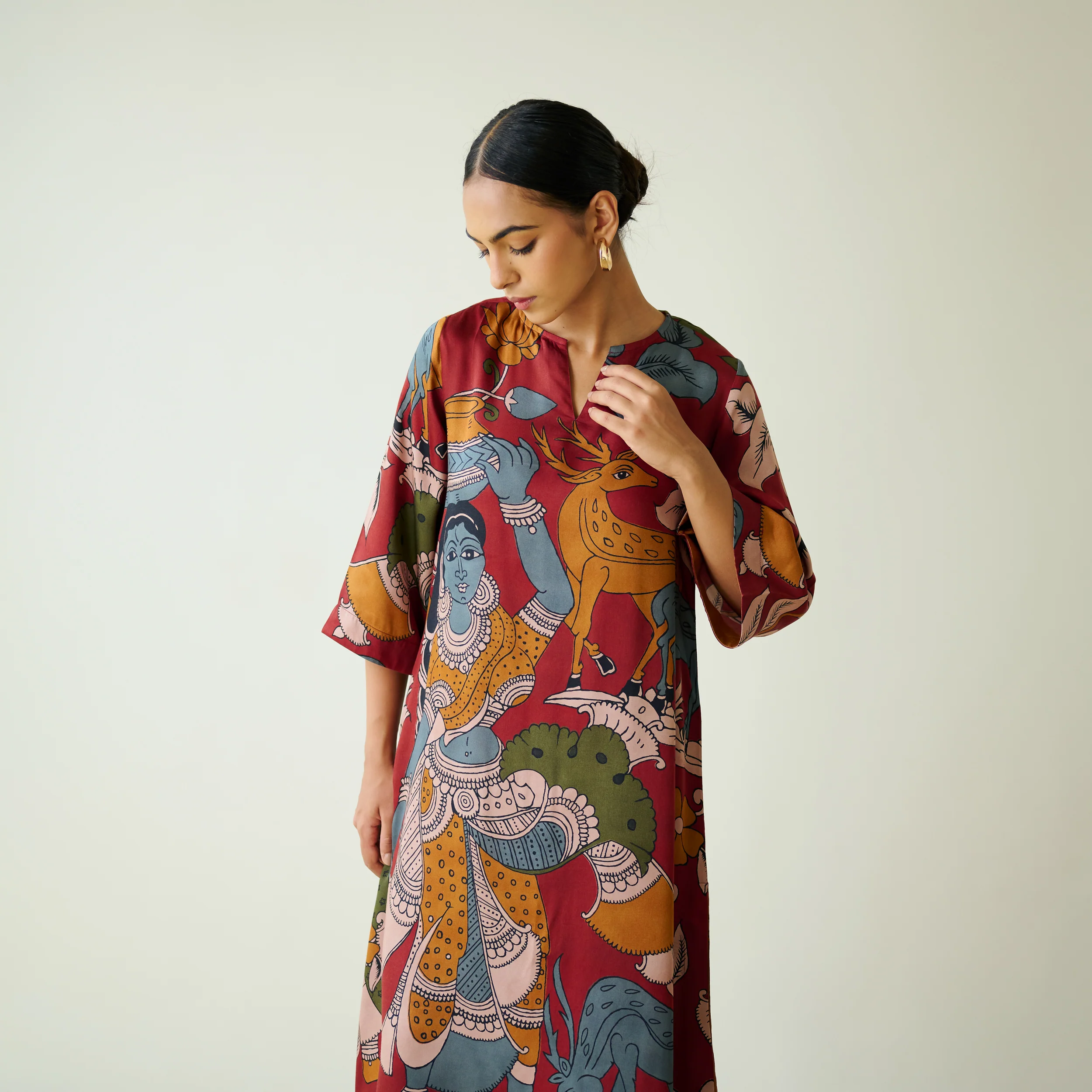 Chitra Modal Satin Kurta - Rust - Image 2