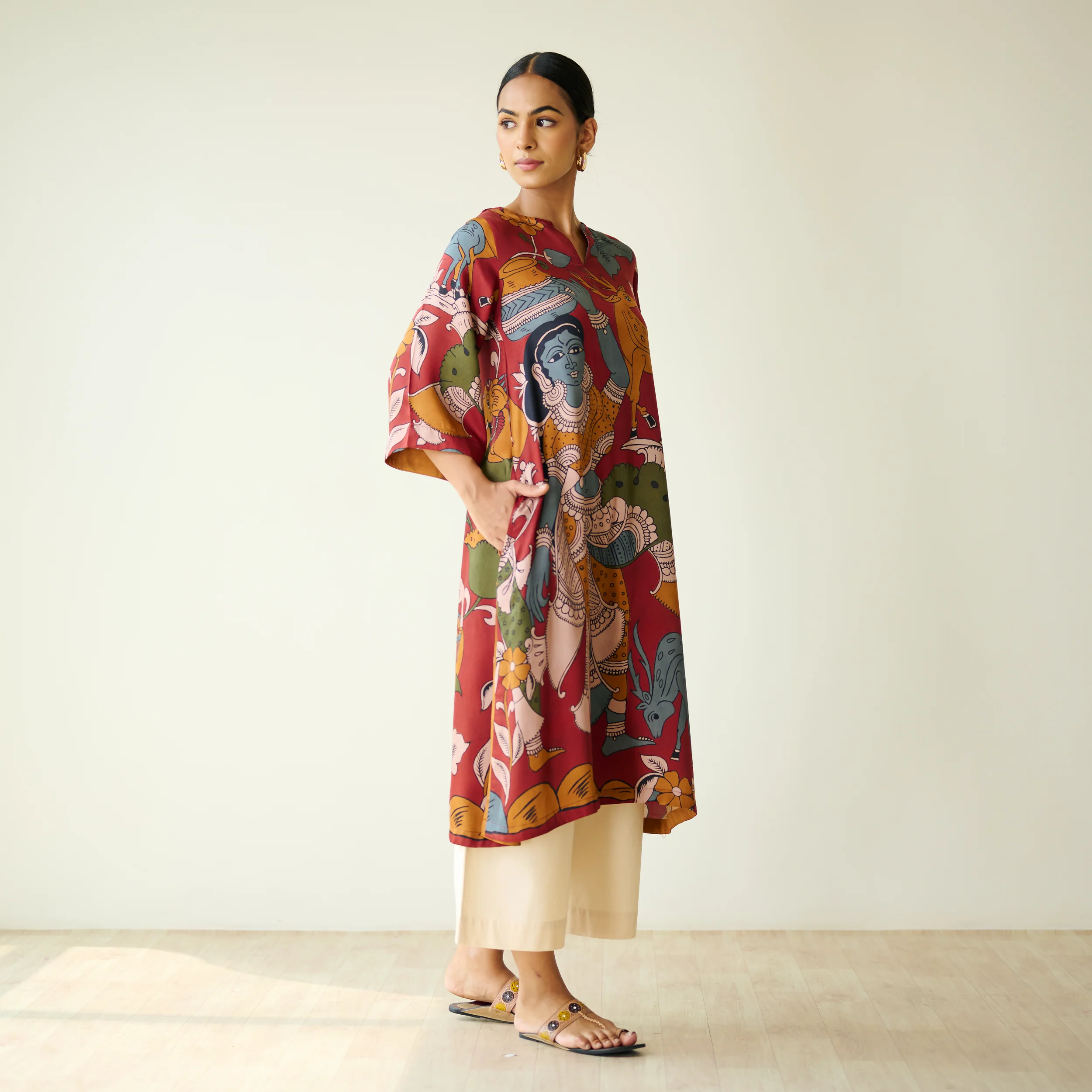 Chitra Modal Satin Kurta - Rust - Image 5