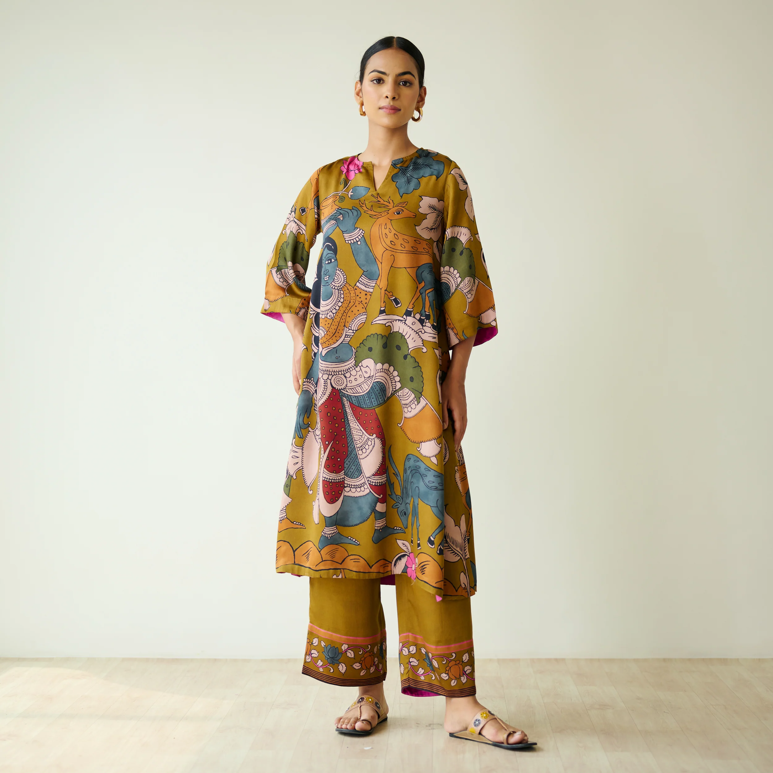 Chitra Modal Satin Kurta Set - Mustard - Image 8