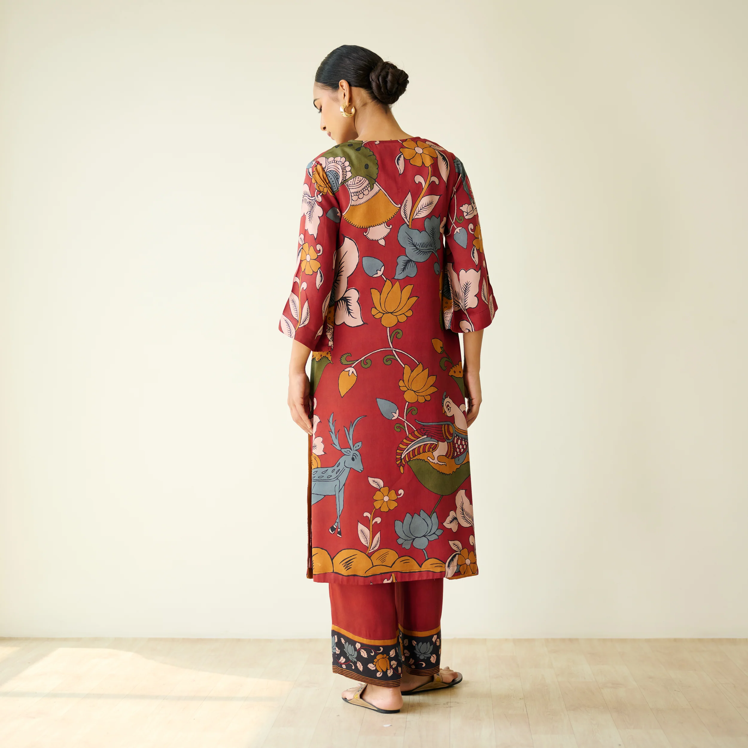 Chitra Modal Satin Kurta Set - Rust - Image 7