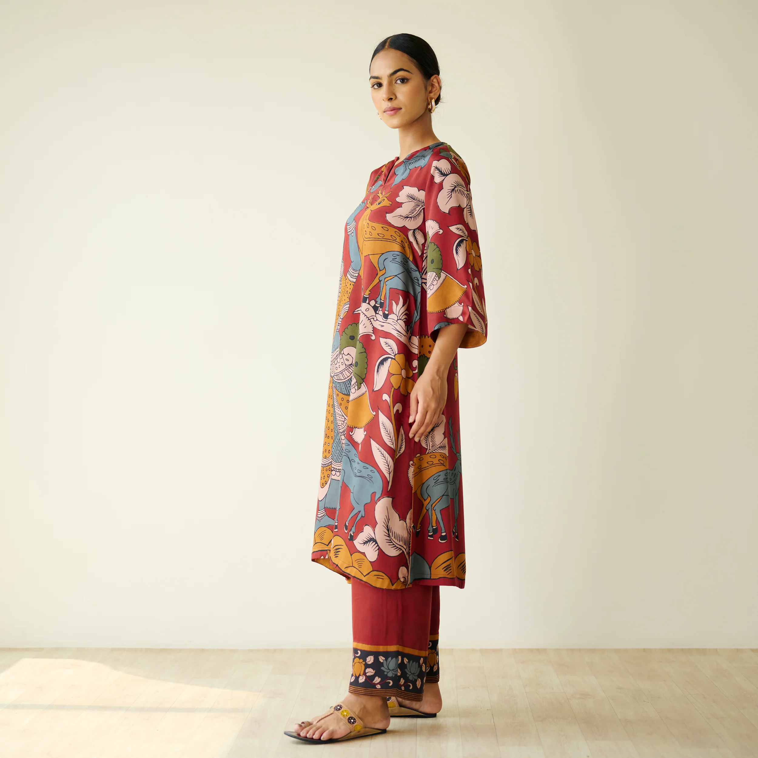Chitra Modal Satin Kurta Set - Rust - Image 8