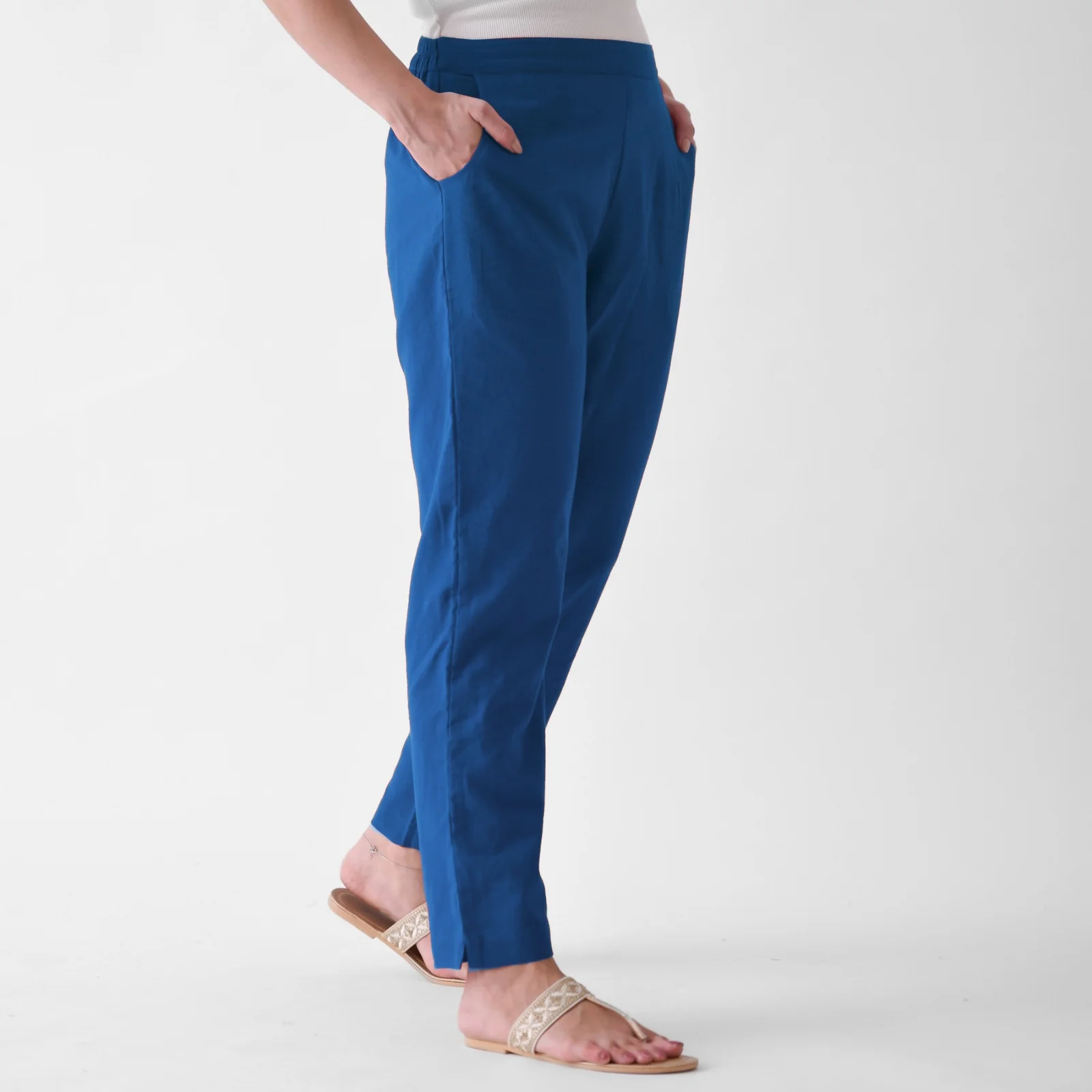 Classic Blue Cotton AMPM Pants - Image 2