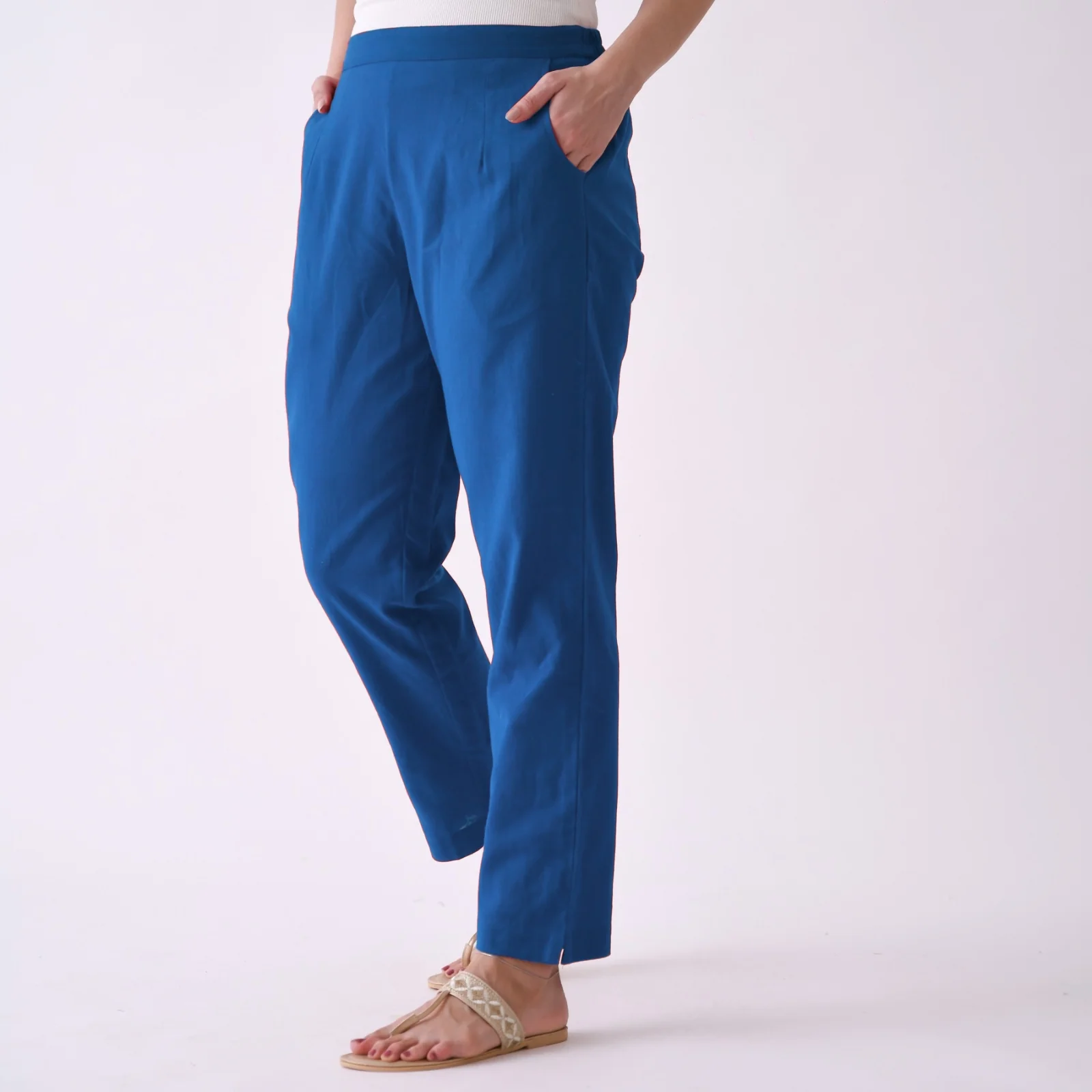 Classic Blue Cotton AMPM Pants - Image 3