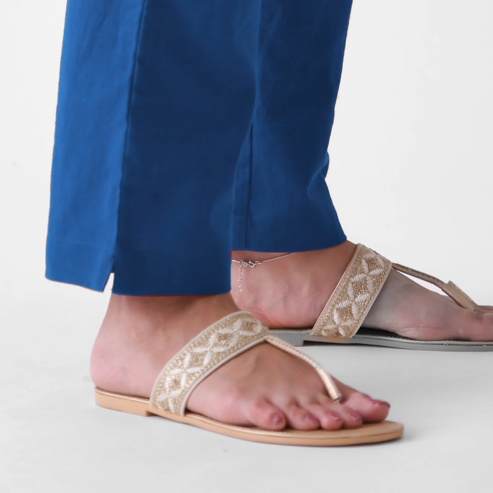 Classic Blue Cotton AMPM Pants - Image 6