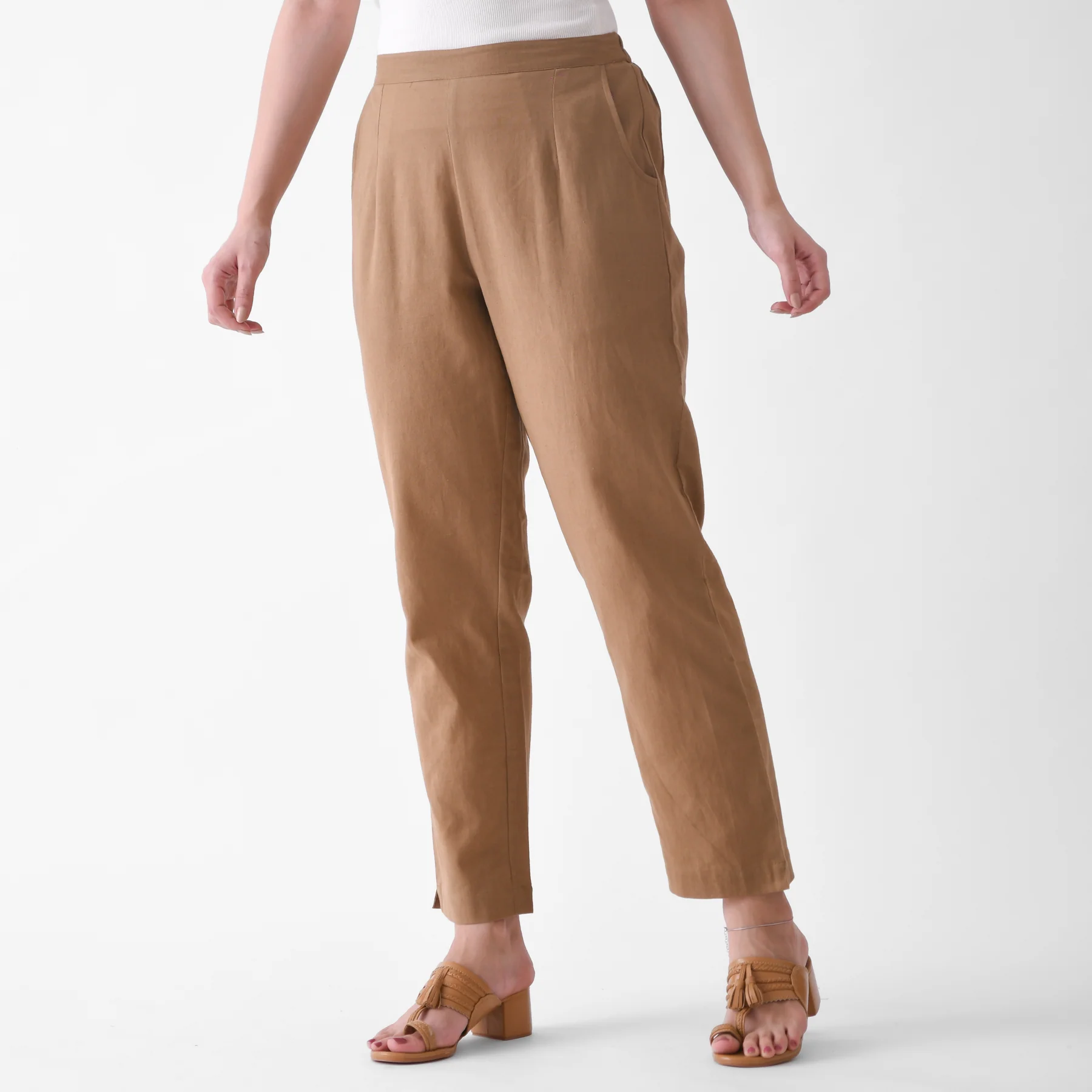 Coffee Brown Cotton AMPM Pants - Image 4