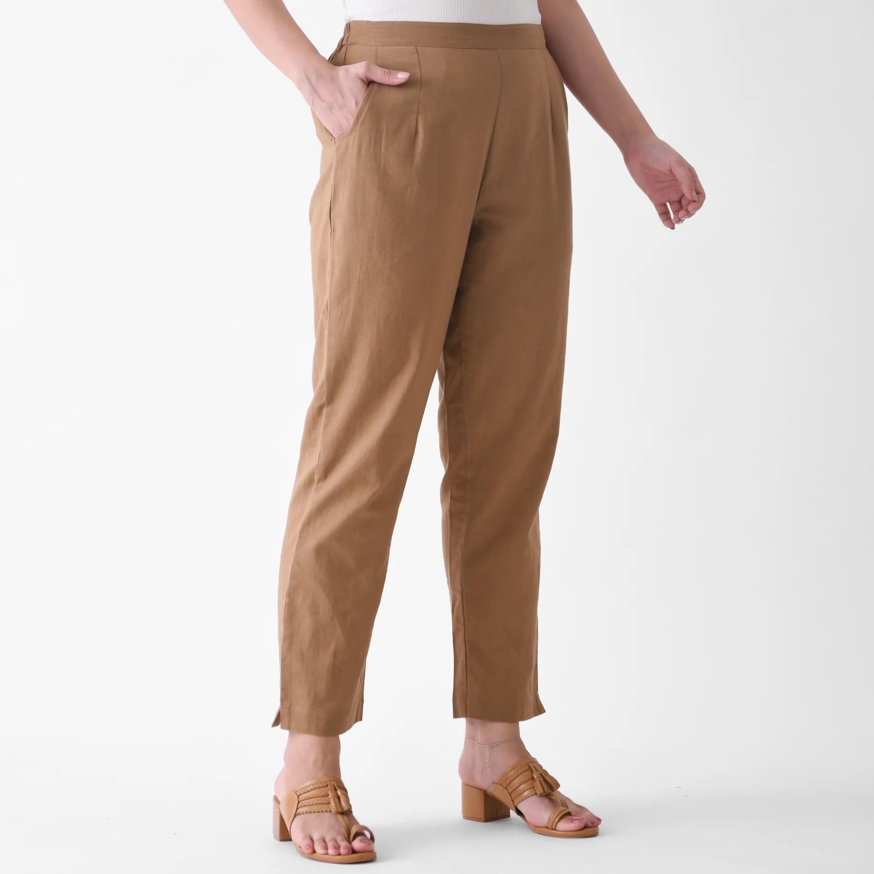 Coffee Brown Cotton AMPM Pants - Image 8