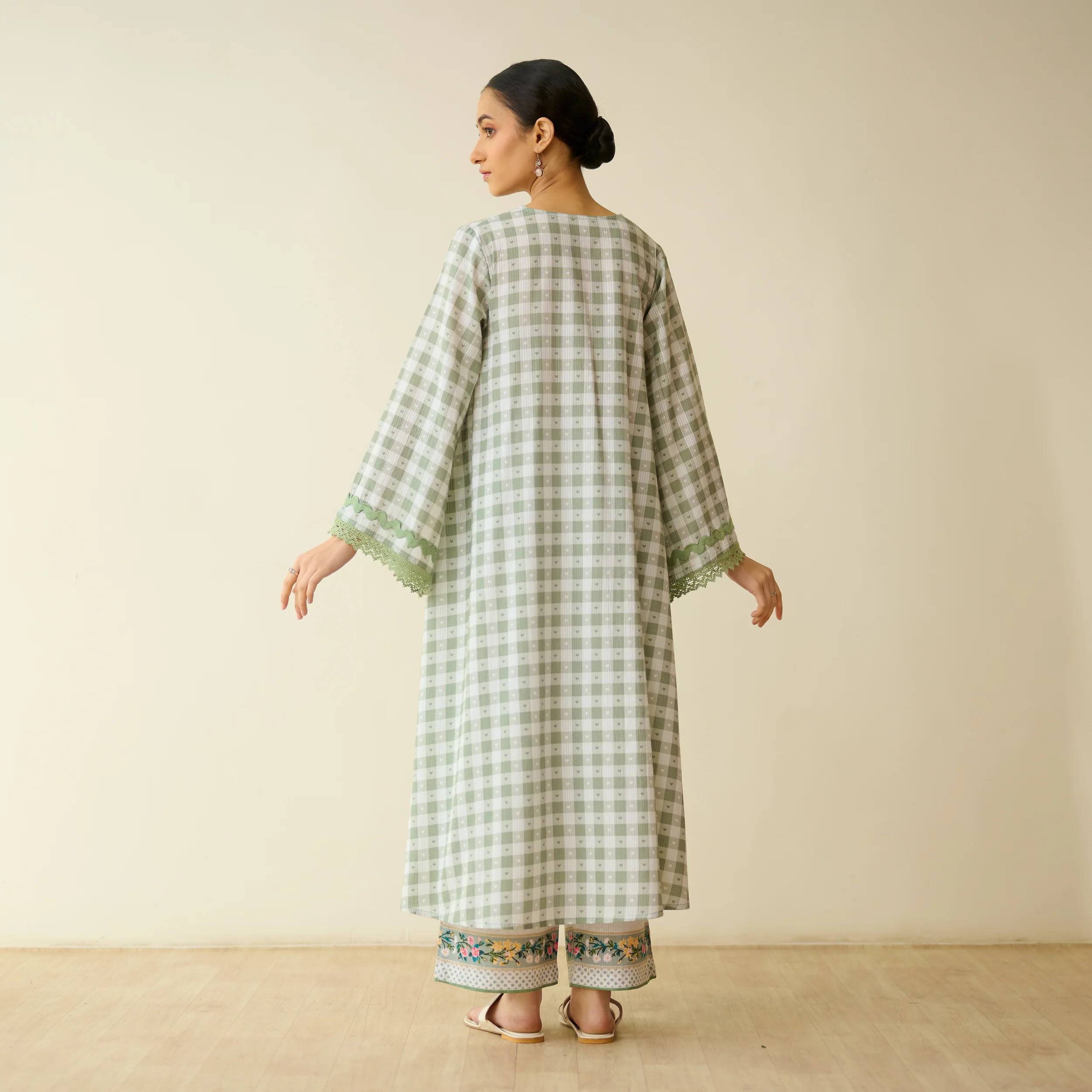 Countryside Seersucker Cotton Kurta Set - Pista Green - Image 10