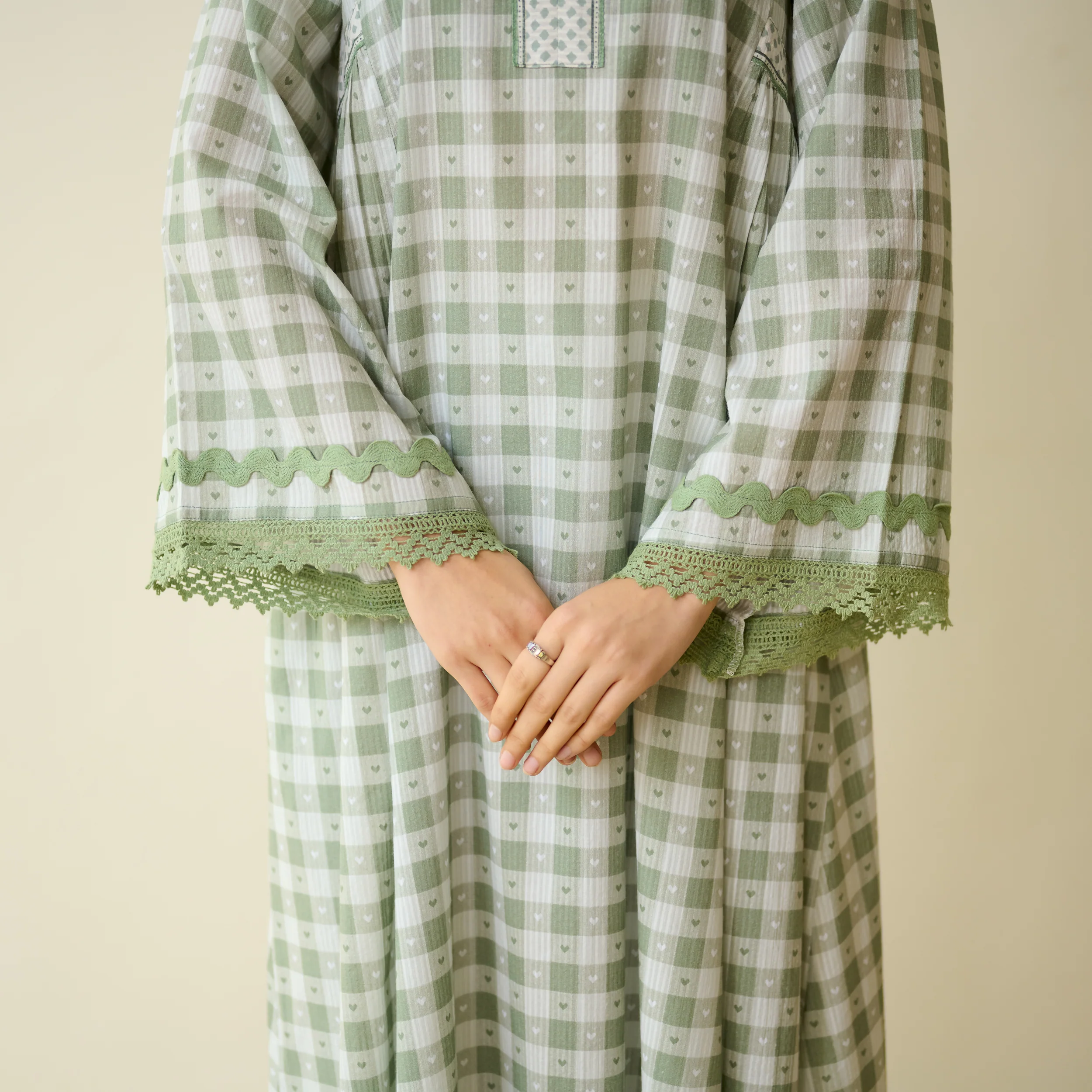 Countryside Seersucker Cotton Kurta Set - Pista Green - Image 3