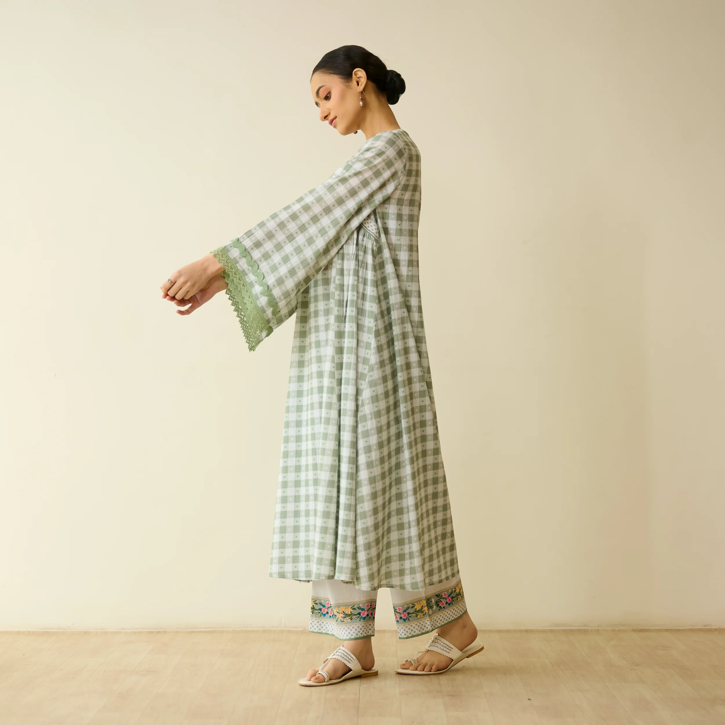 Countryside Seersucker Cotton Kurta Set - Pista Green - Image 9
