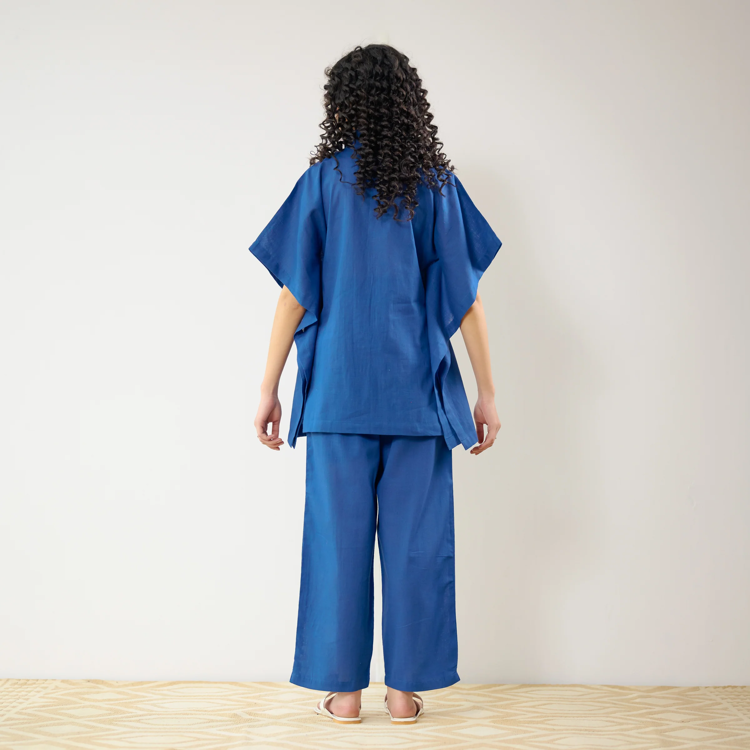 Dahlia Statement Embroidered Cotton Co-ord Set - Electric Blue - Image 8