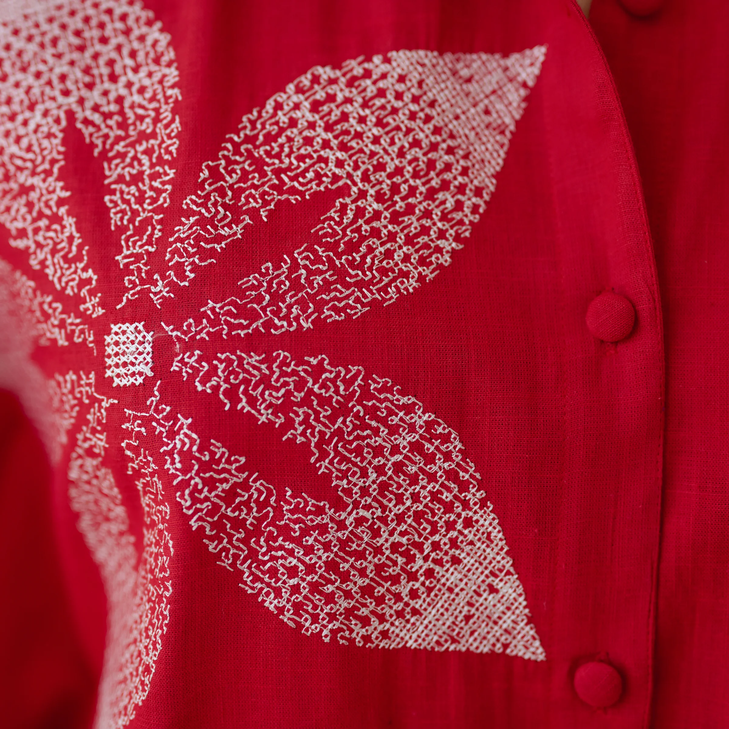 Dahlia Statement Embroidered Cotton Co-ord Set - Red - Image 3