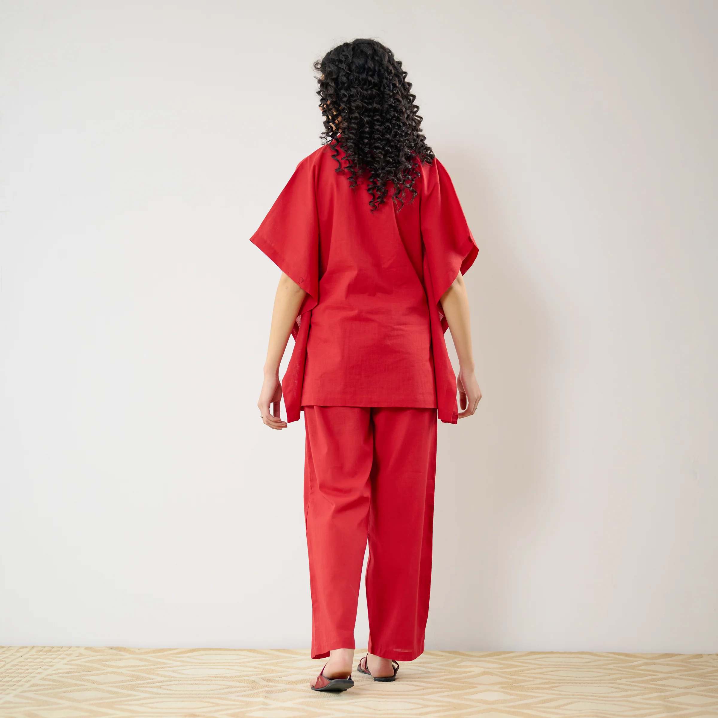 Dahlia Statement Embroidered Cotton Co-ord Set - Red - Image 9