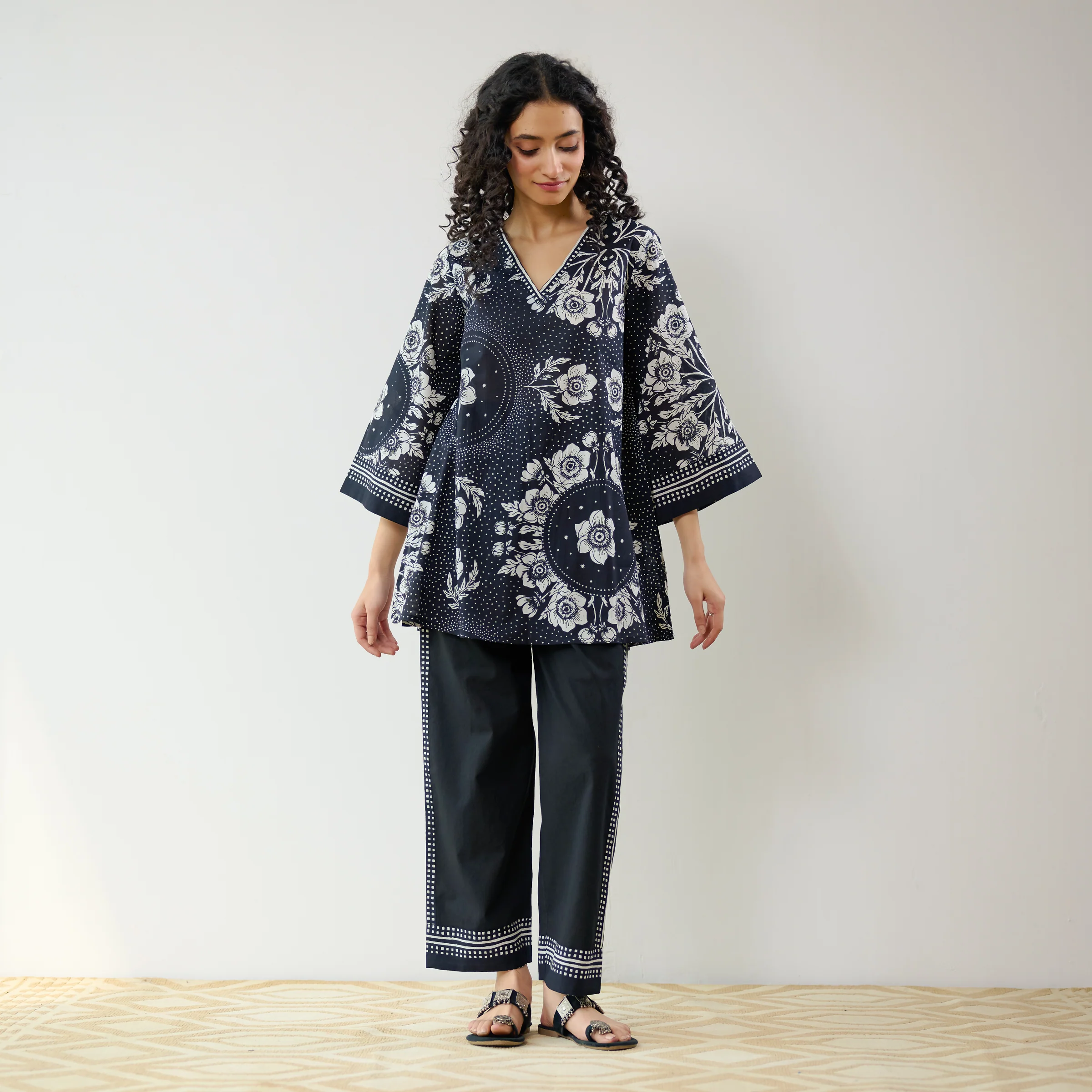 Dewdrop Cotton Co-ord Set - Classic Black