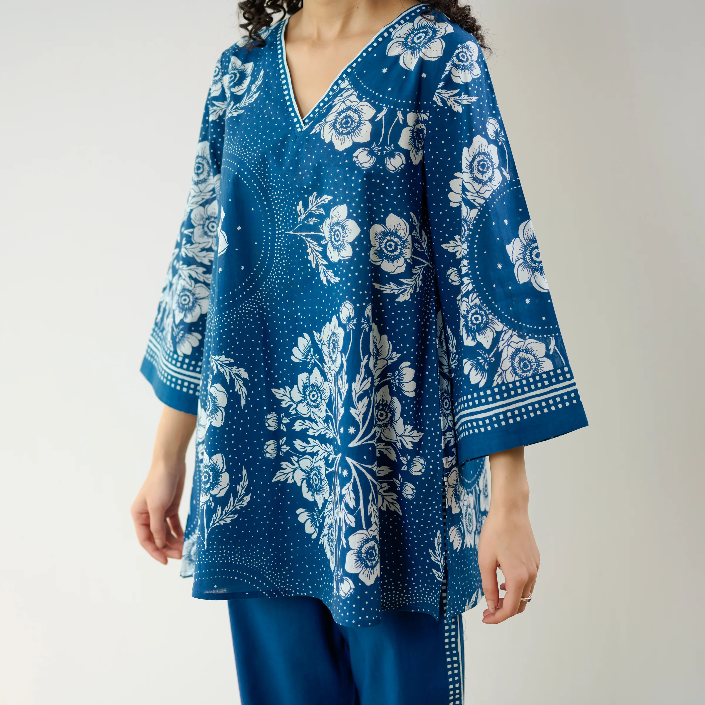 Dewdrop Cotton Co-ord Set - Indigo Blue - Image 4