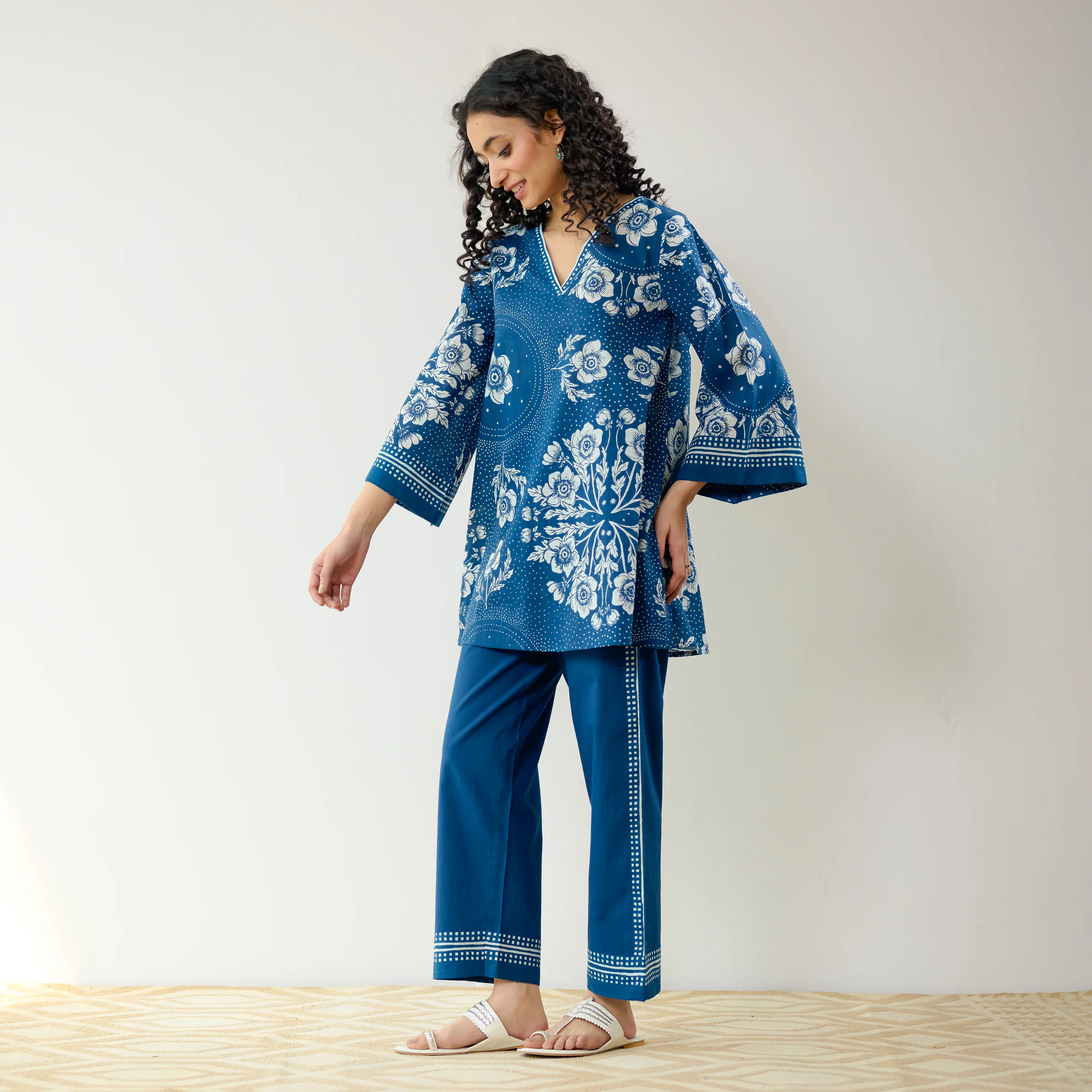 Dewdrop Cotton Co-ord Set - Indigo Blue - Image 6