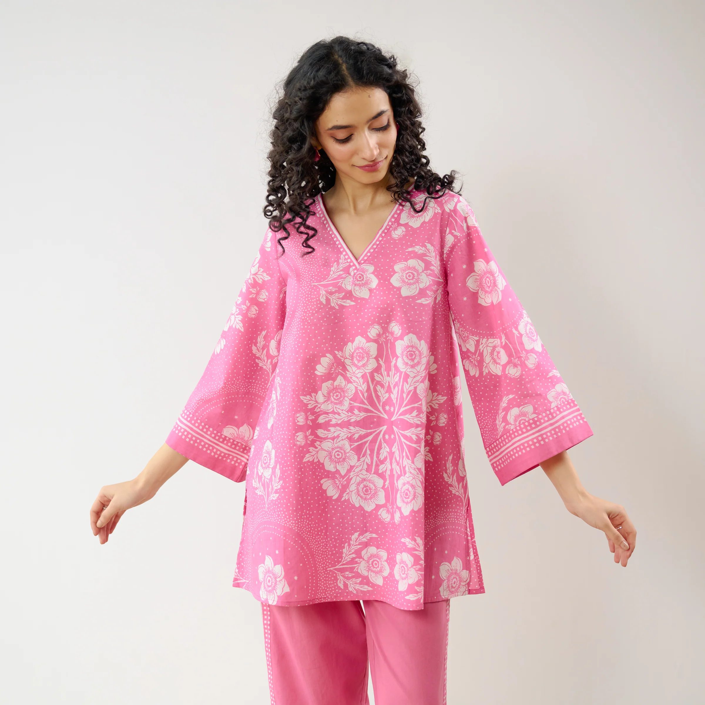 Dewdrop Cotton Co-ord Set - Pink - Image 2