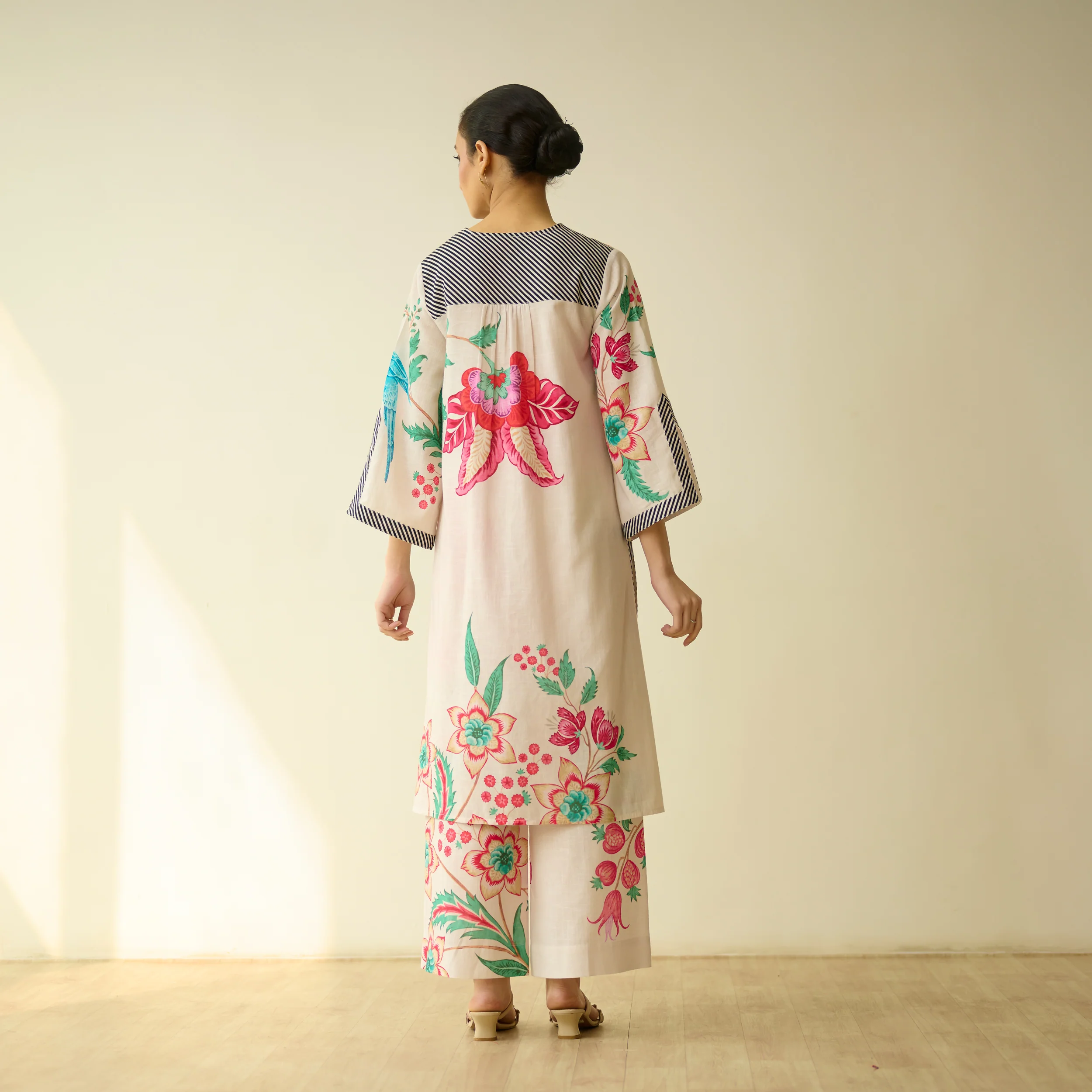 Dil Slub Cotton Hand Embroidered Kurta Set - Butter White - Image 3
