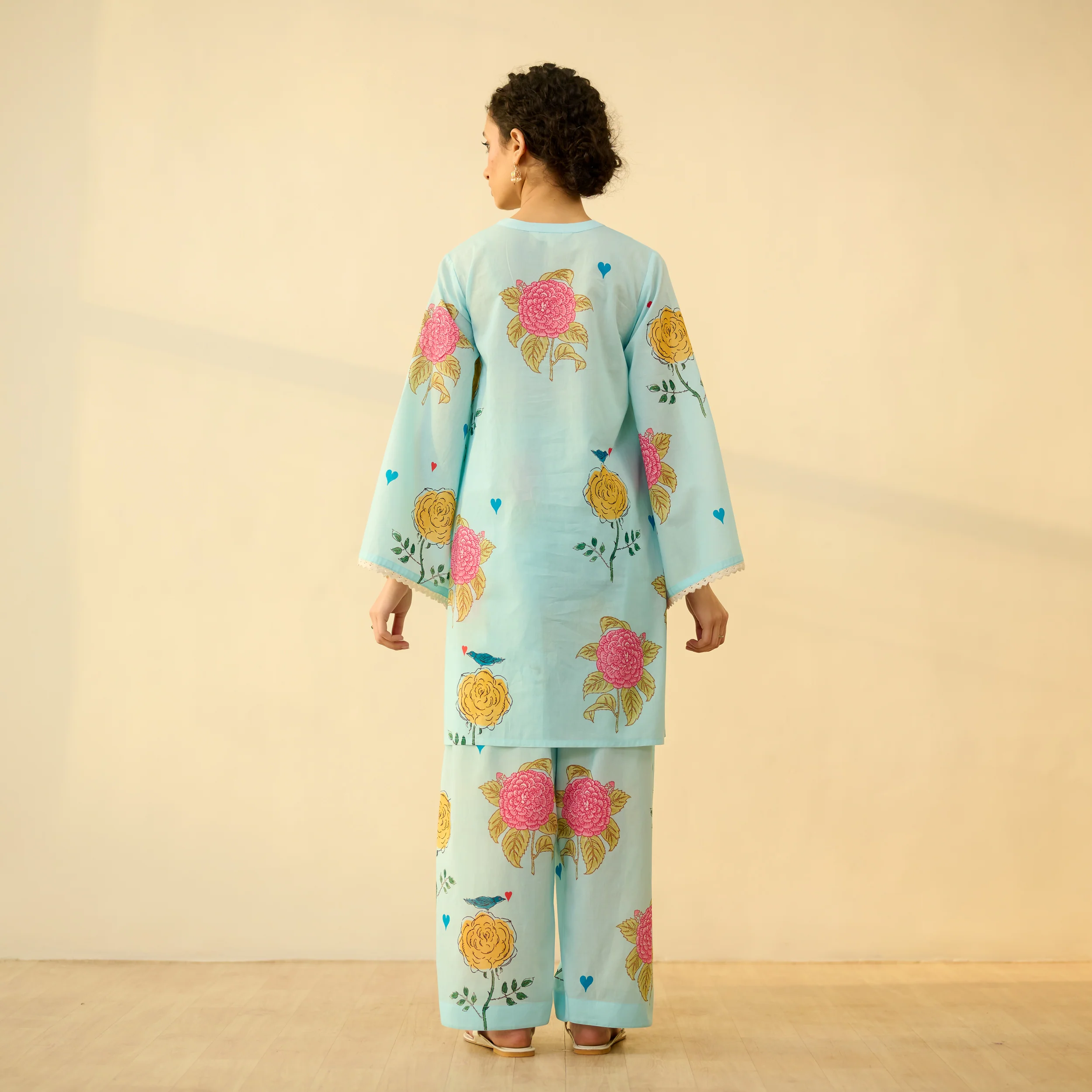 Dilruba Semi Festive Mulmul Cotton Salwar Set - Asmani Blue - Image 6