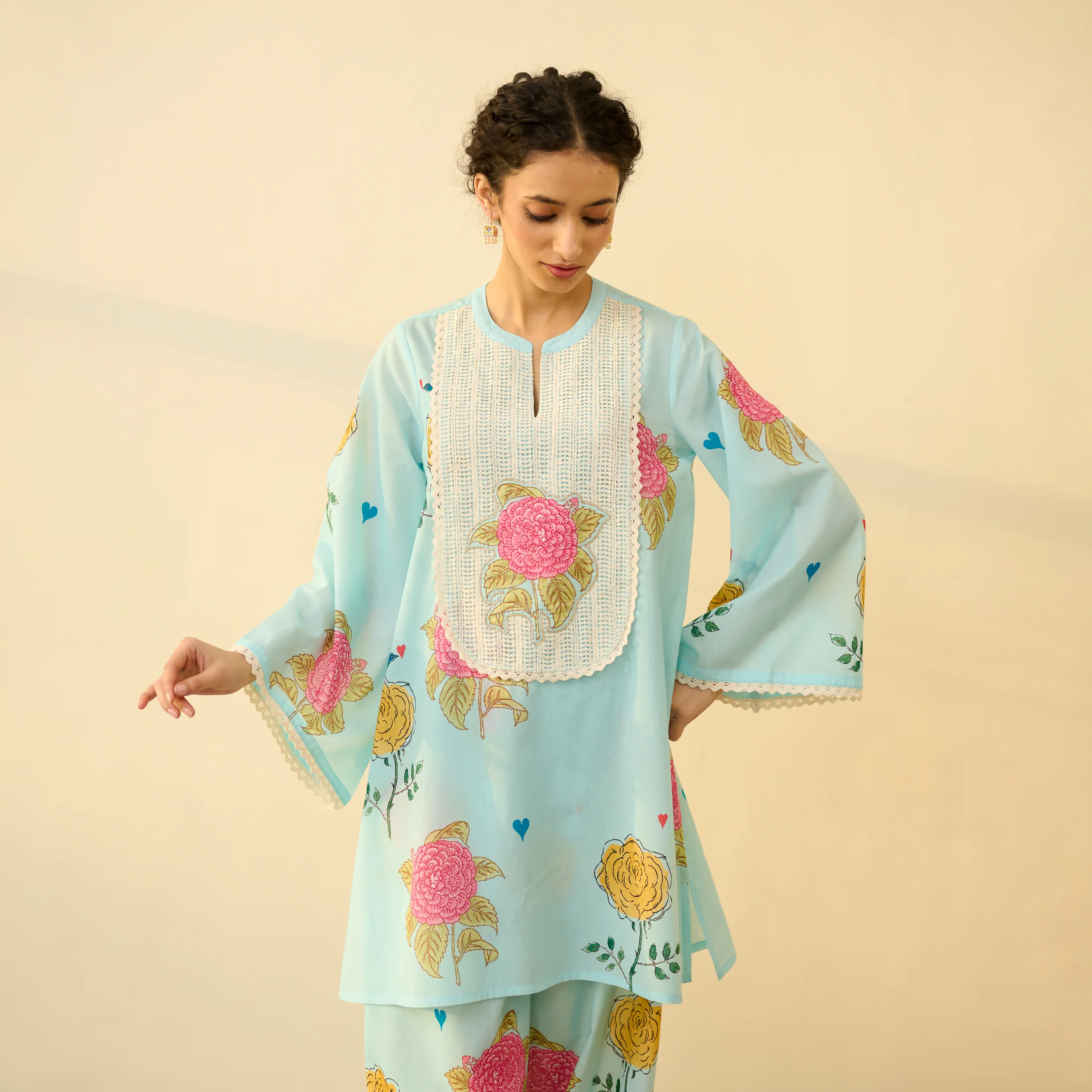 Dilruba Semi Festive Mulmul Cotton Salwar Set - Asmani Blue - Image 7