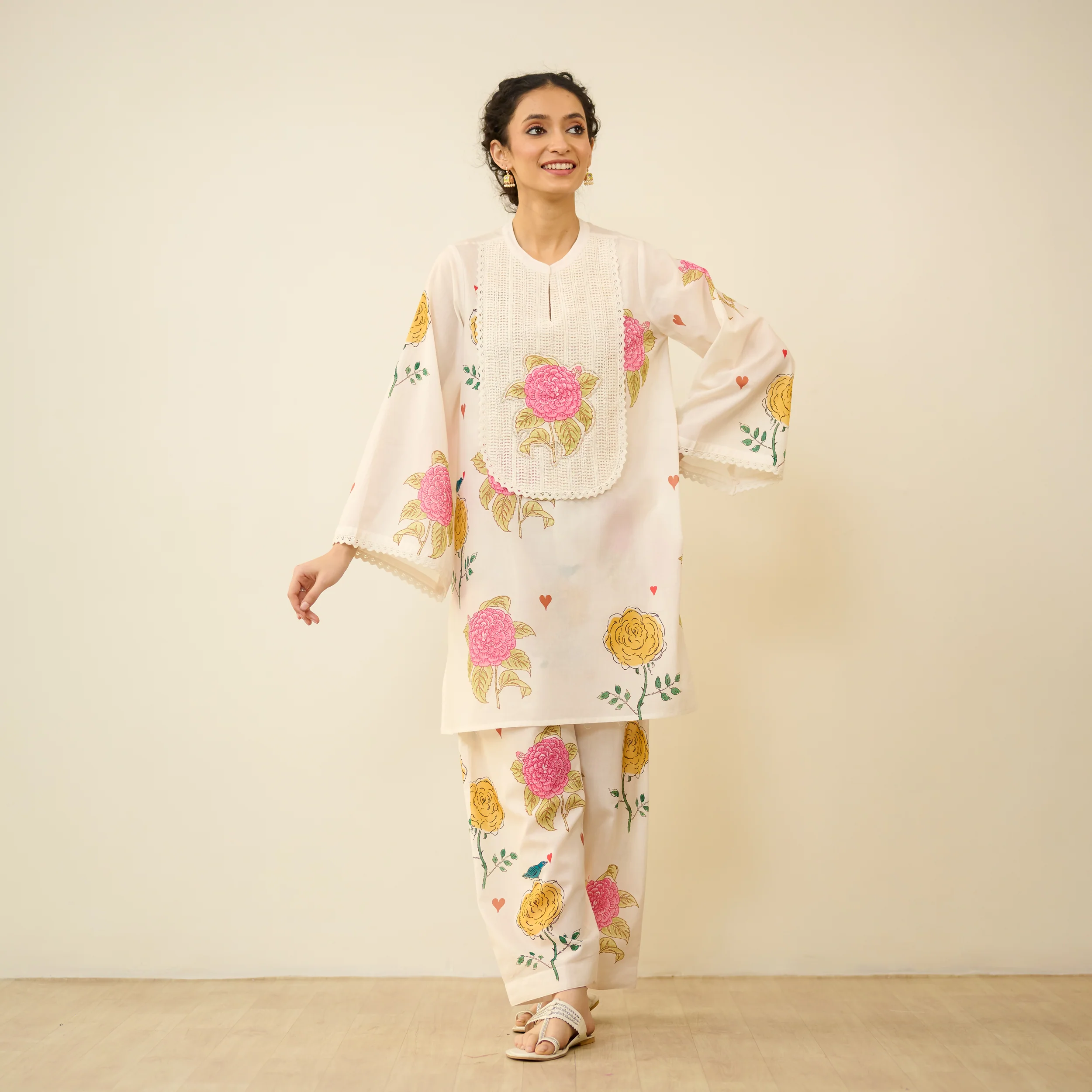 Dilruba Semi Festive Mulmul Cotton Salwar Set - Ivory